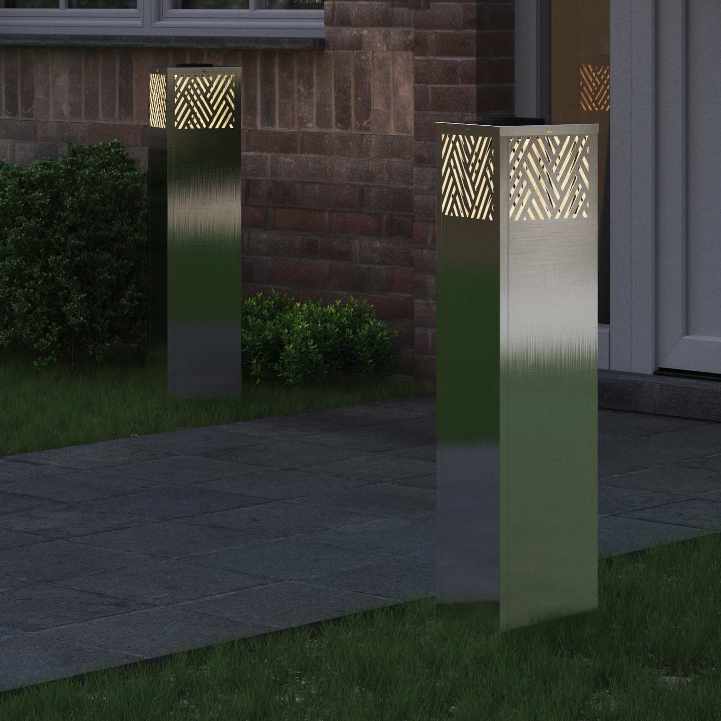 Solar LED Pad Licht 2 pcs Zilver Roestvrij staal is nu te koop bij PeponiXL, paradijselijk wonen!