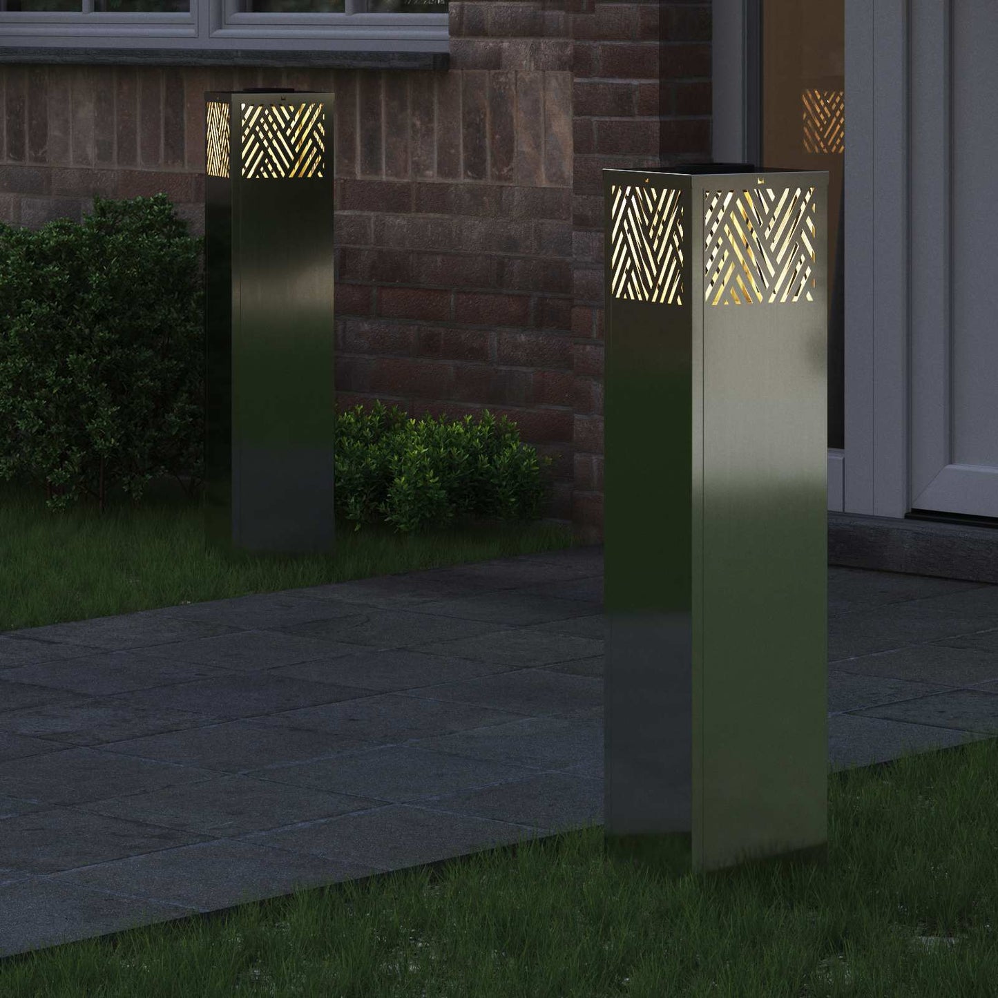 Solar LED Pad Licht 2 pcs Zilver Gegalvaniseerd is nu te koop bij PeponiXL, paradijselijk wonen!