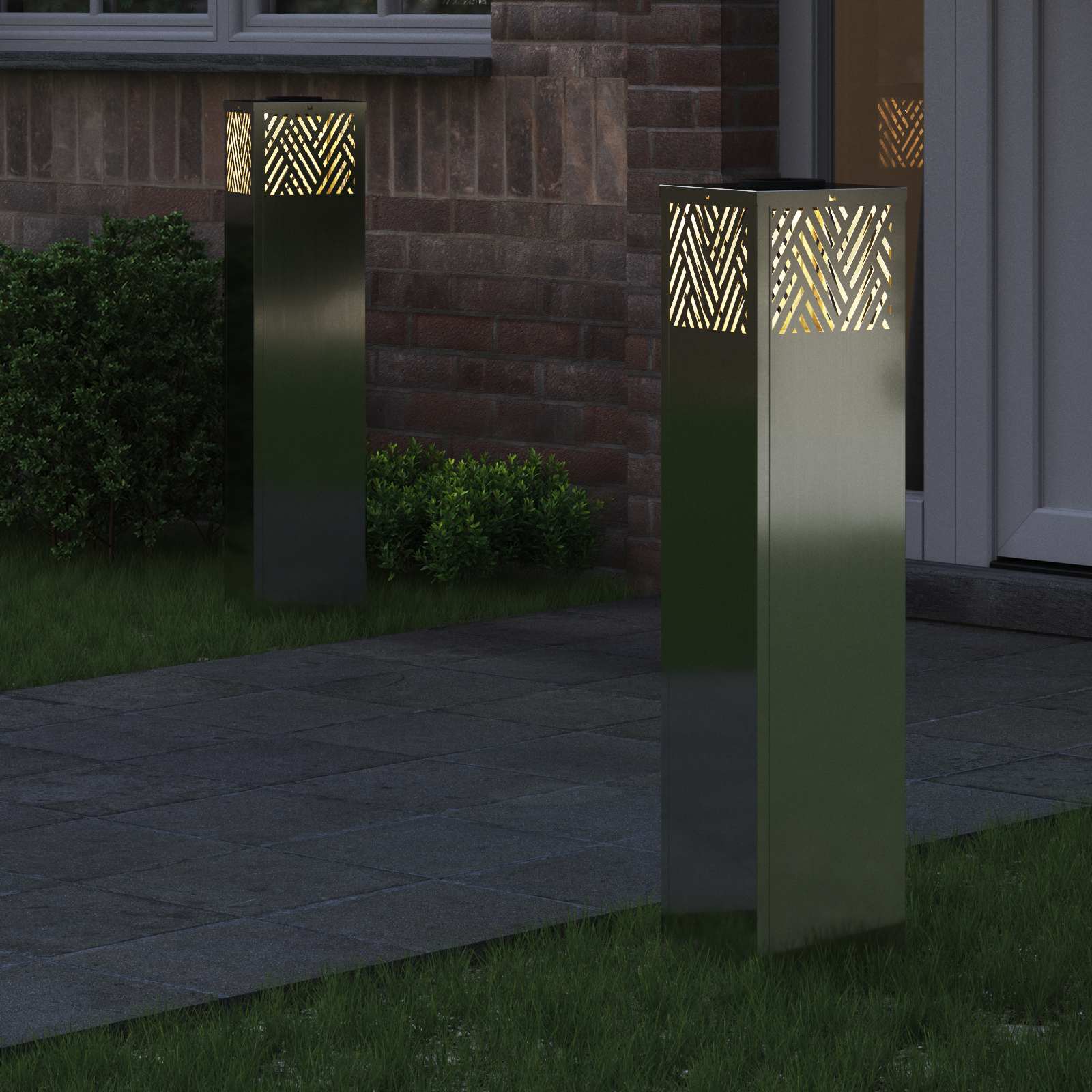 Solar LED Pad Licht 2 pcs Zilver Gegalvaniseerd is nu te koop bij PeponiXL, paradijselijk wonen!