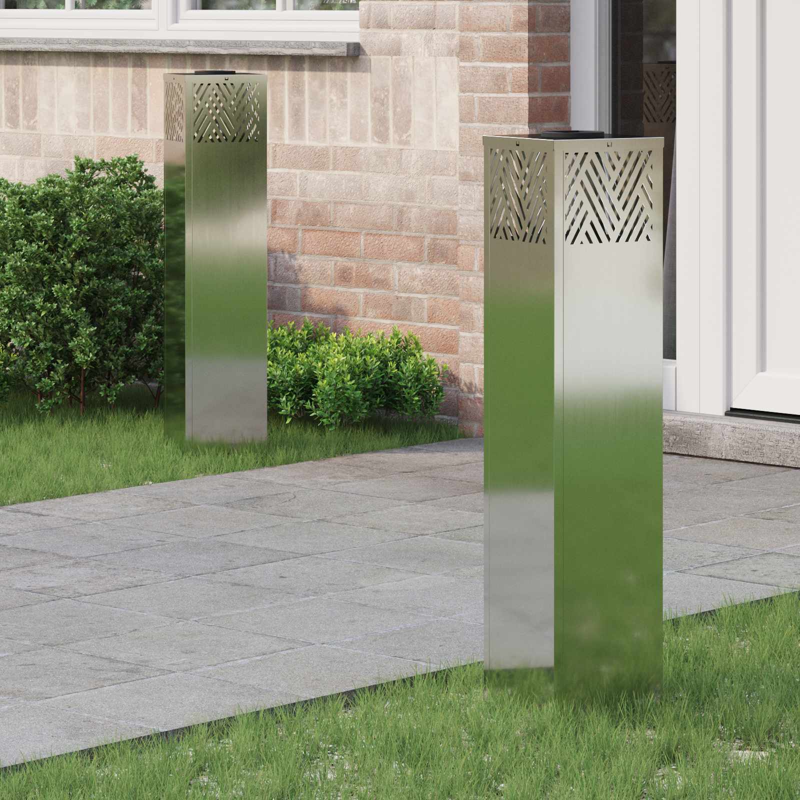 Solar LED Pad Licht 2 pcs Zilver Gegalvaniseerd is nu te koop bij PeponiXL, paradijselijk wonen!