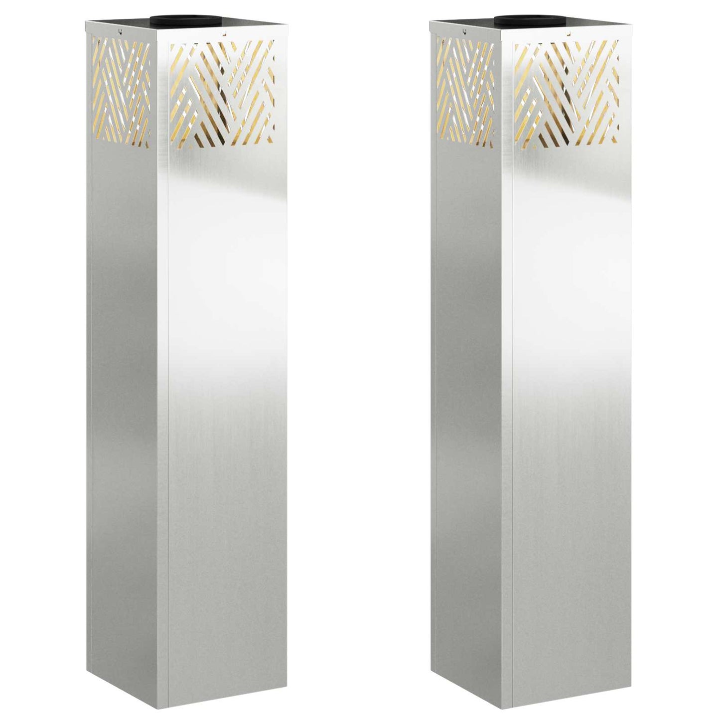 Solar LED Pad Licht 2 pcs Zilver Gegalvaniseerd is nu te koop bij PeponiXL, paradijselijk wonen!