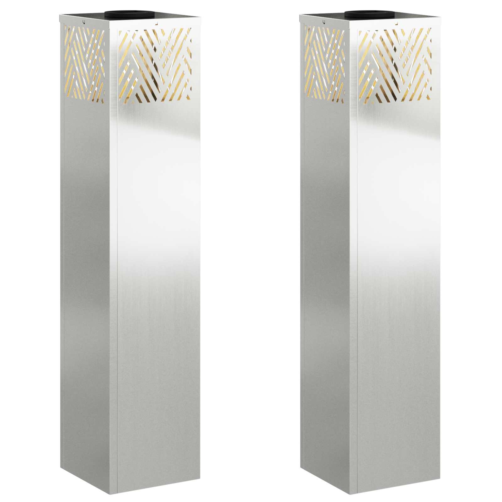Solar LED Pad Licht 2 pcs Zilver Gegalvaniseerd is nu te koop bij PeponiXL, paradijselijk wonen!