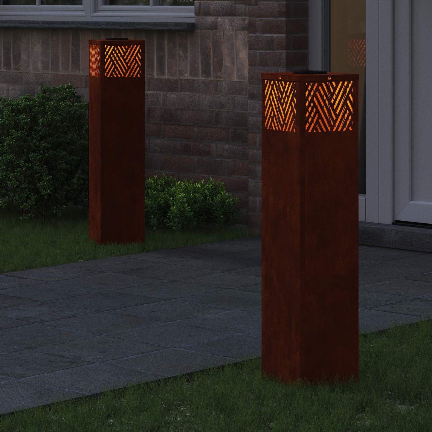 Solar LED Pad Licht 2 pcs Brons Cortenstaal is nu te koop bij PeponiXL, paradijselijk wonen!