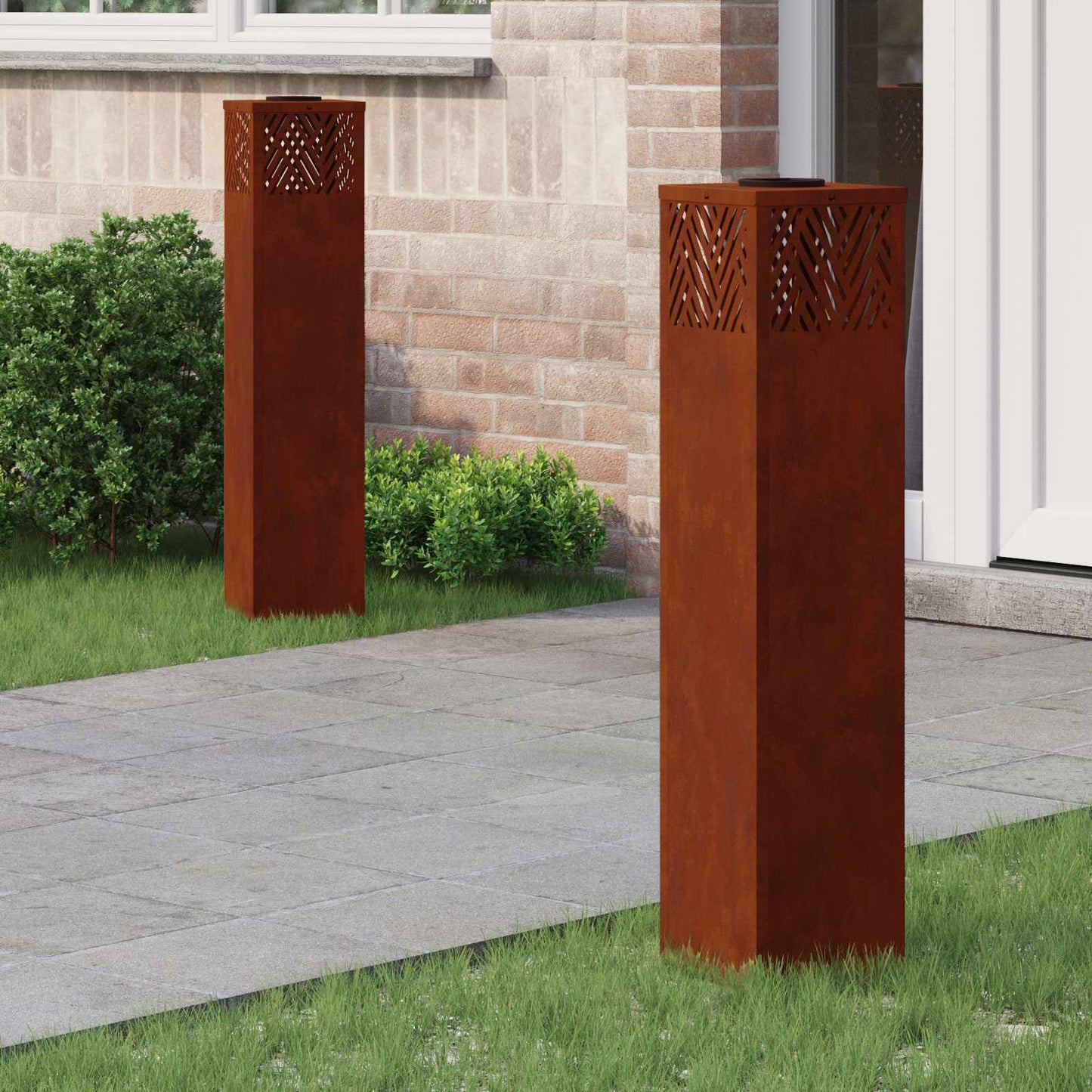Solar LED Pad Licht 2 pcs Brons Cortenstaal is nu te koop bij PeponiXL, paradijselijk wonen!