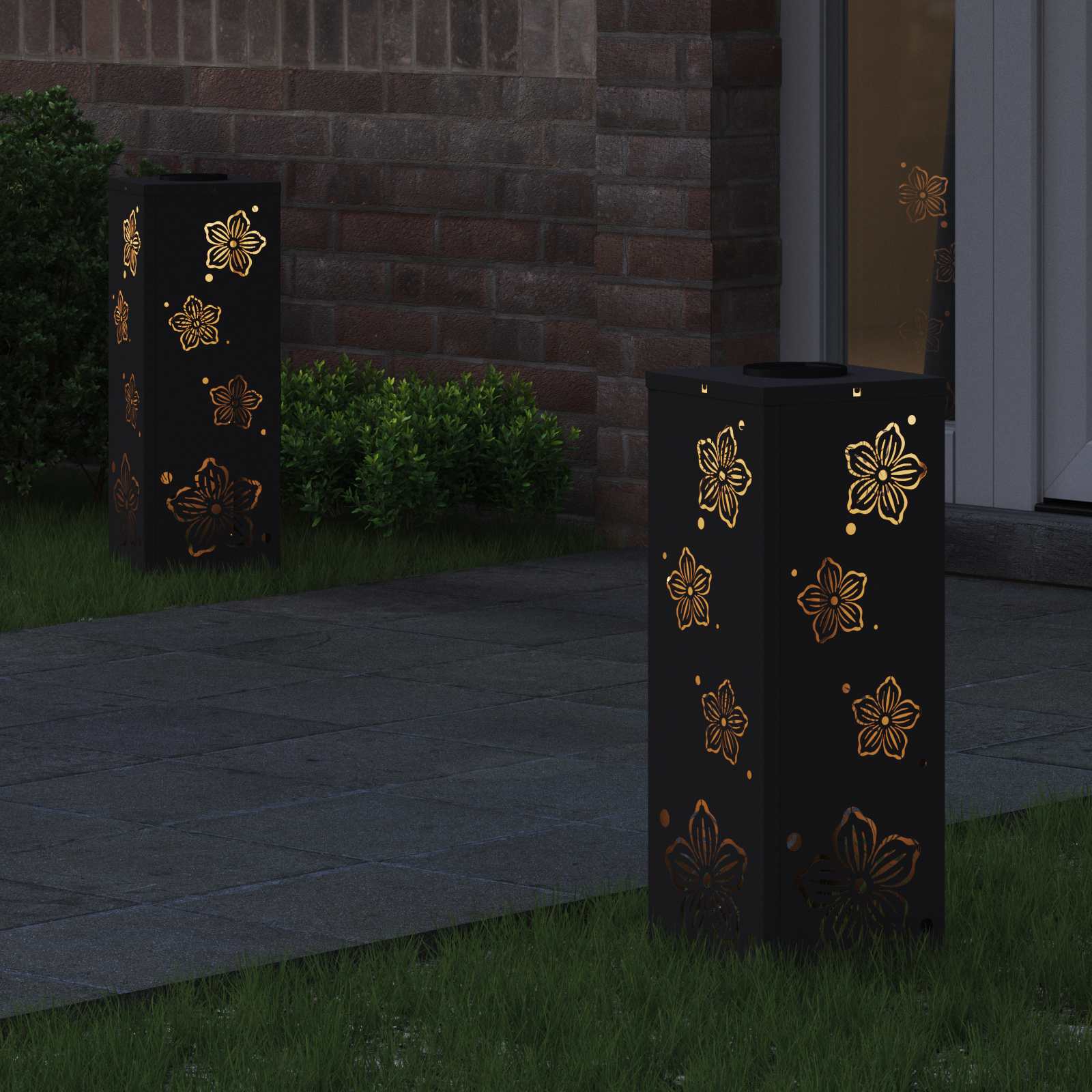 Solar LED Pad Licht 2 pcs Zwart Koudgewalst staal is nu te koop bij PeponiXL, paradijselijk wonen!