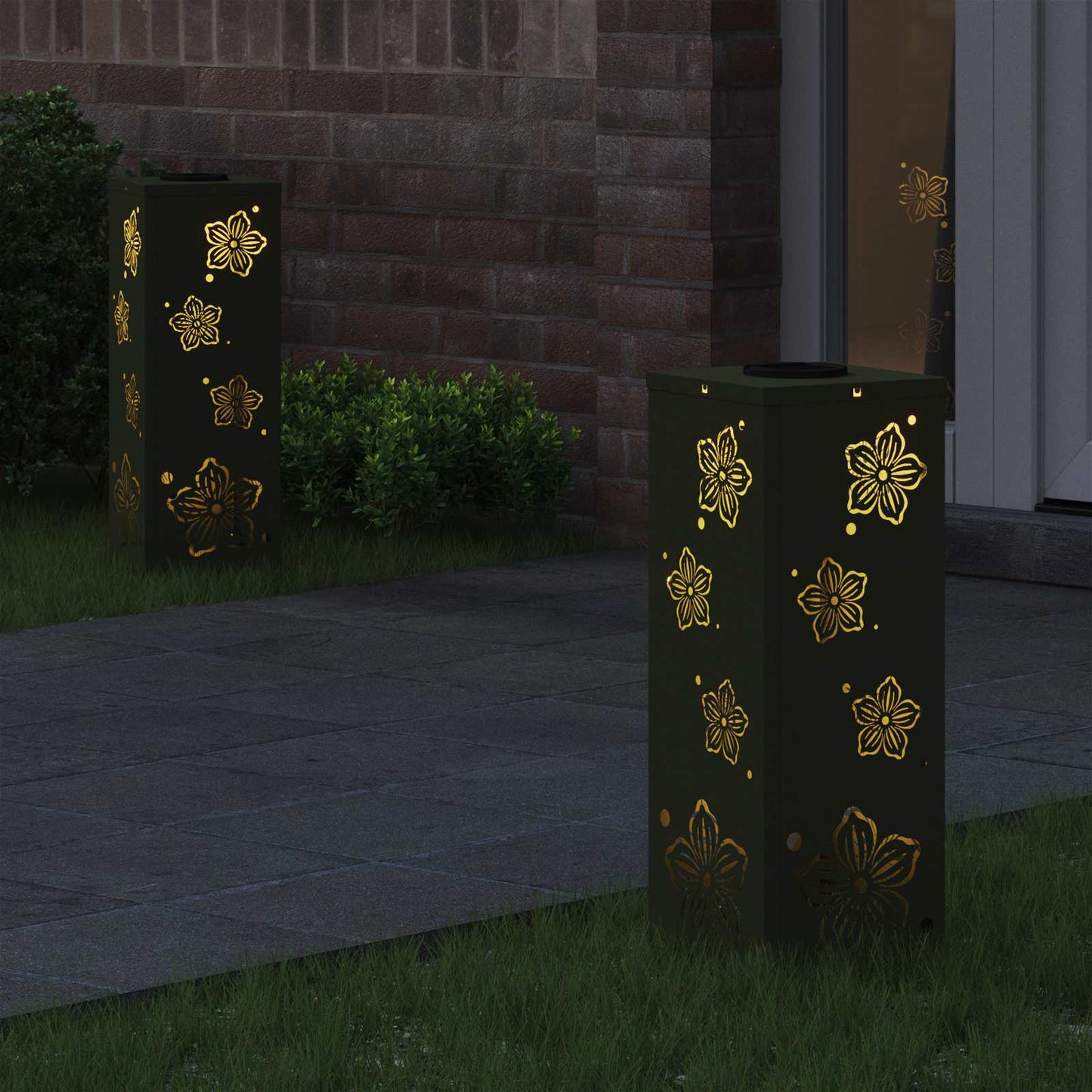 Solar LED Pad Licht 2 pcs Olijf Groen Koudgewalst staal is nu te koop bij PeponiXL, paradijselijk wonen!