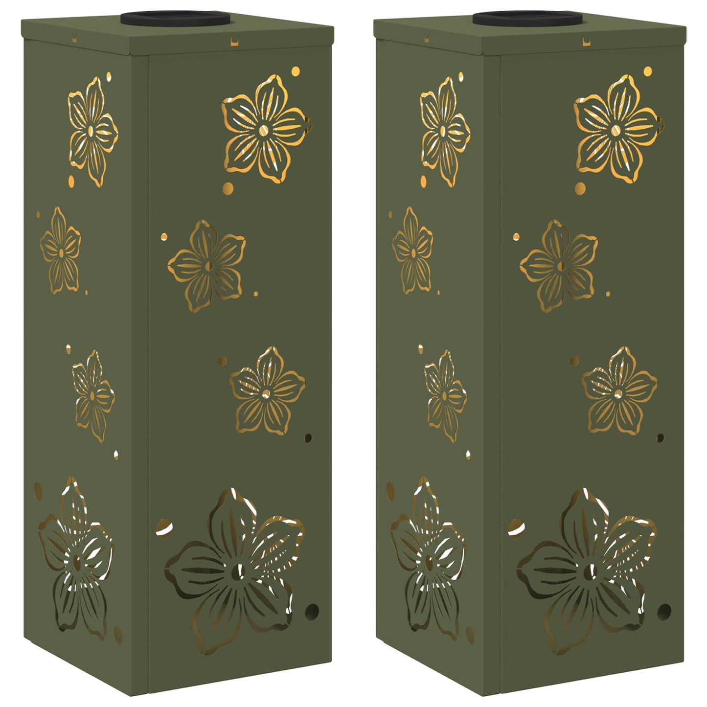 Solar LED Pad Licht 2 pcs Olijf Groen Koudgewalst staal is nu te koop bij PeponiXL, paradijselijk wonen!