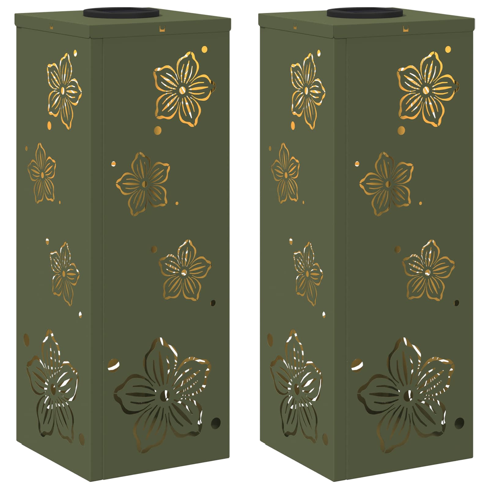 Solar LED Pad Licht 2 pcs Olijf Groen Koudgewalst staal is nu te koop bij PeponiXL, paradijselijk wonen!