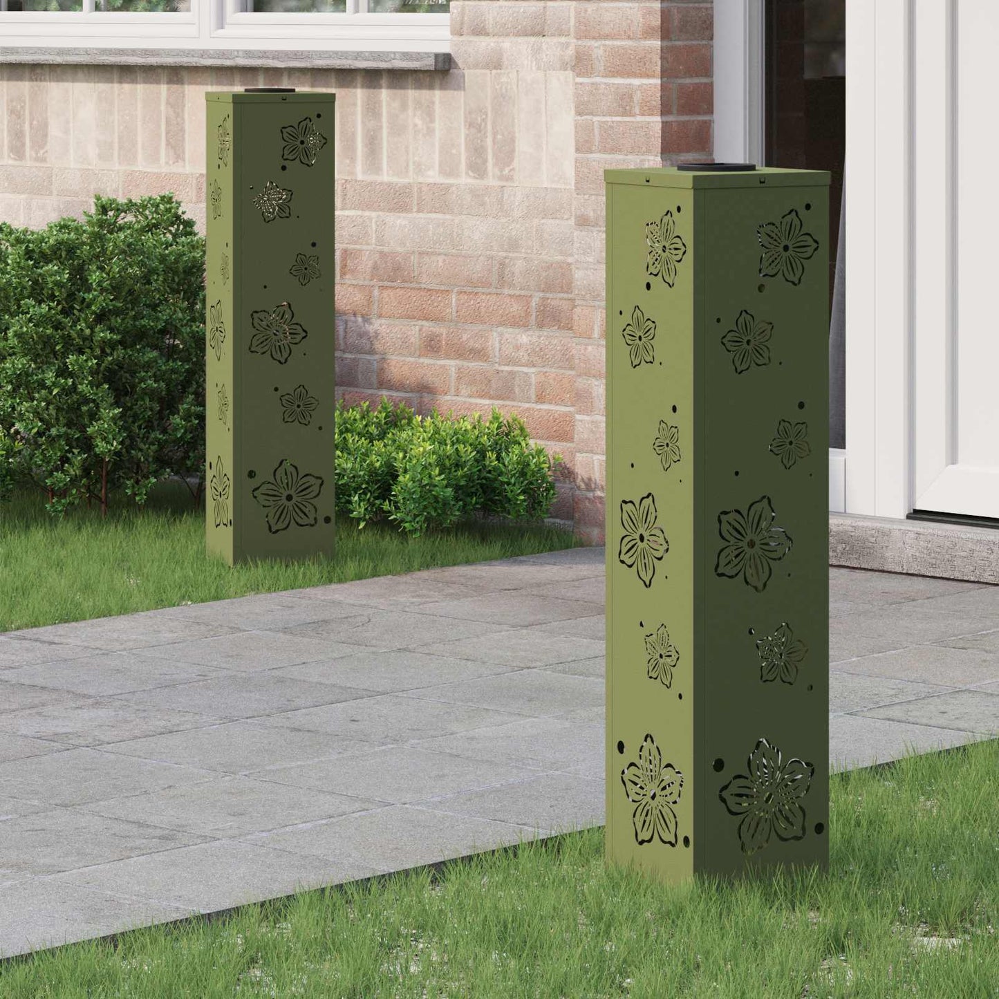 Solar LED Pad Licht 2 pcs Olijf Groen Koudgewalst staal is nu te koop bij PeponiXL, paradijselijk wonen!