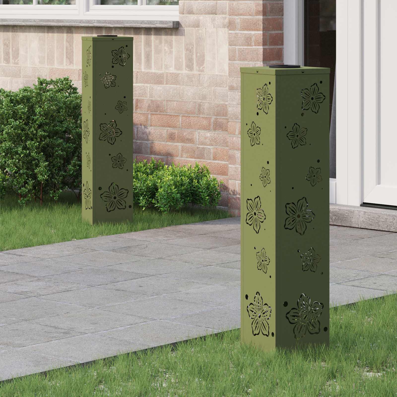 Solar LED Pad Licht 2 pcs Olijf Groen Koudgewalst staal is nu te koop bij PeponiXL, paradijselijk wonen!