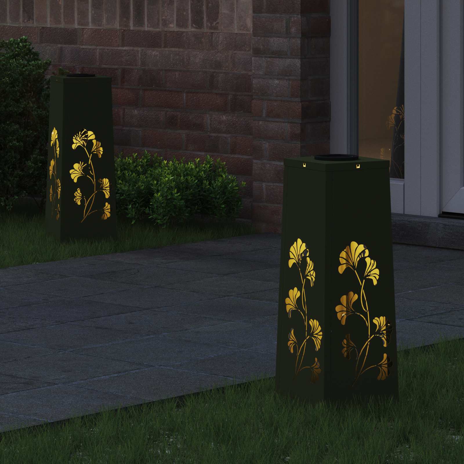Solar LED Pad Licht 2 pcs Olijf Groen Koudgewalst staal is nu te koop bij PeponiXL, paradijselijk wonen!