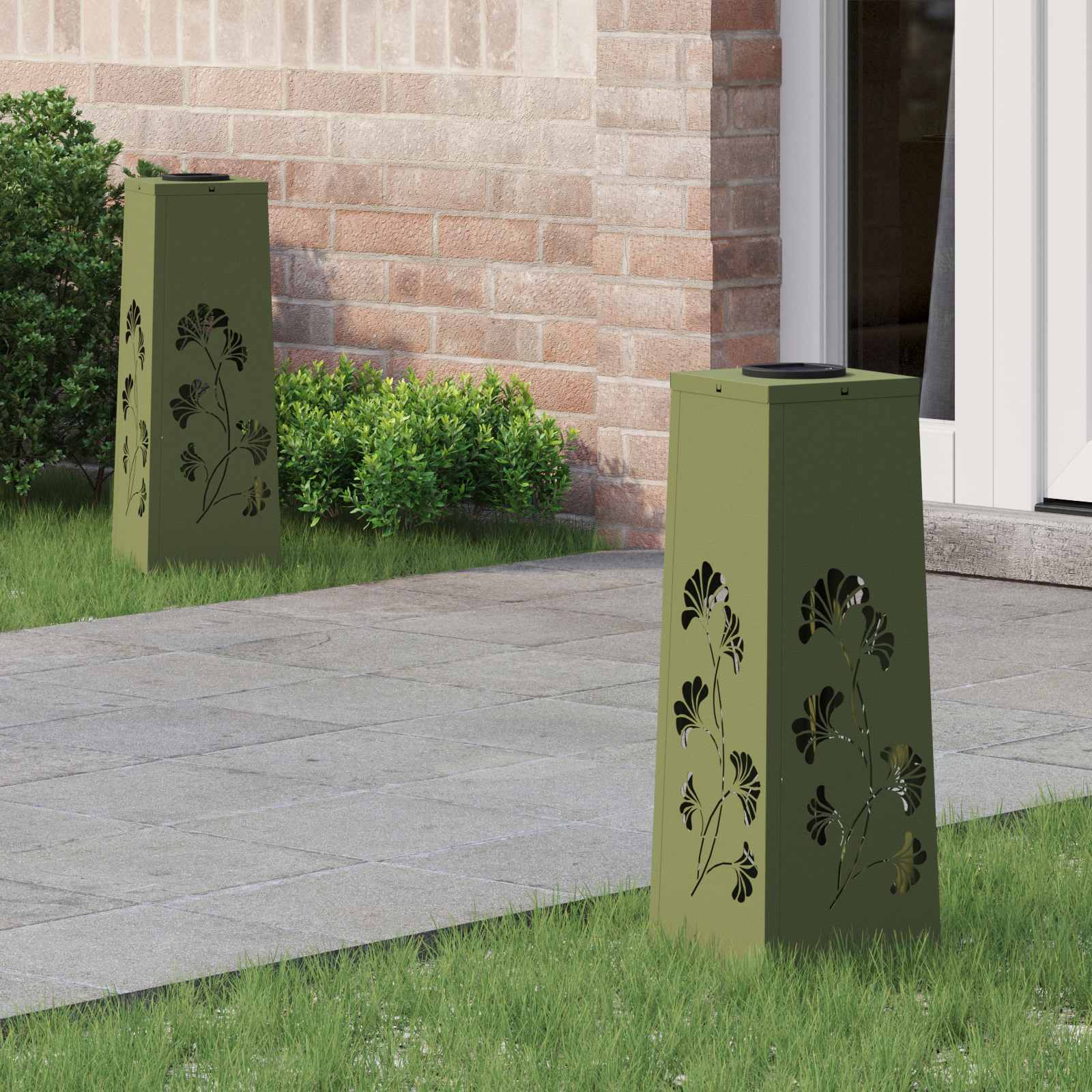 Solar LED Pad Licht 2 pcs Olijf Groen Koudgewalst staal is nu te koop bij PeponiXL, paradijselijk wonen!