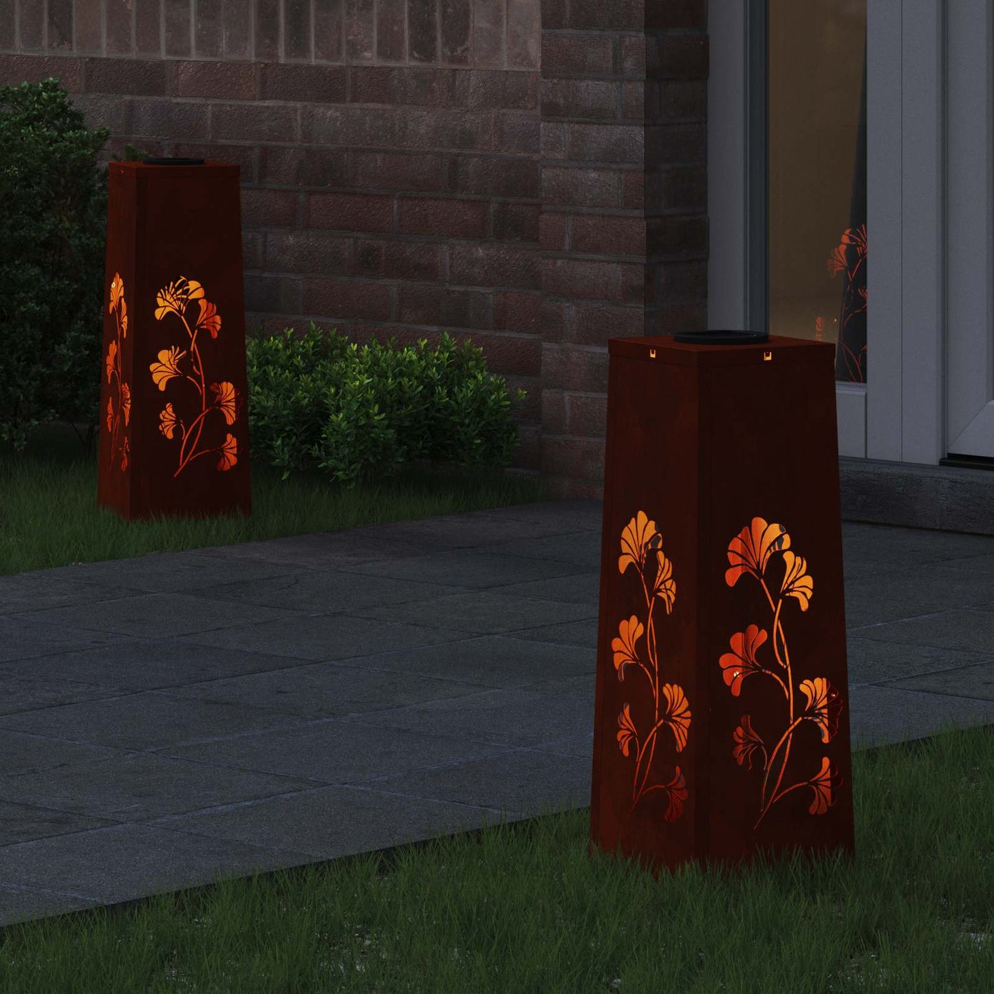Solar LED Pad Licht 2 pcs Roestig Cortenstaal is nu te koop bij PeponiXL, paradijselijk wonen!