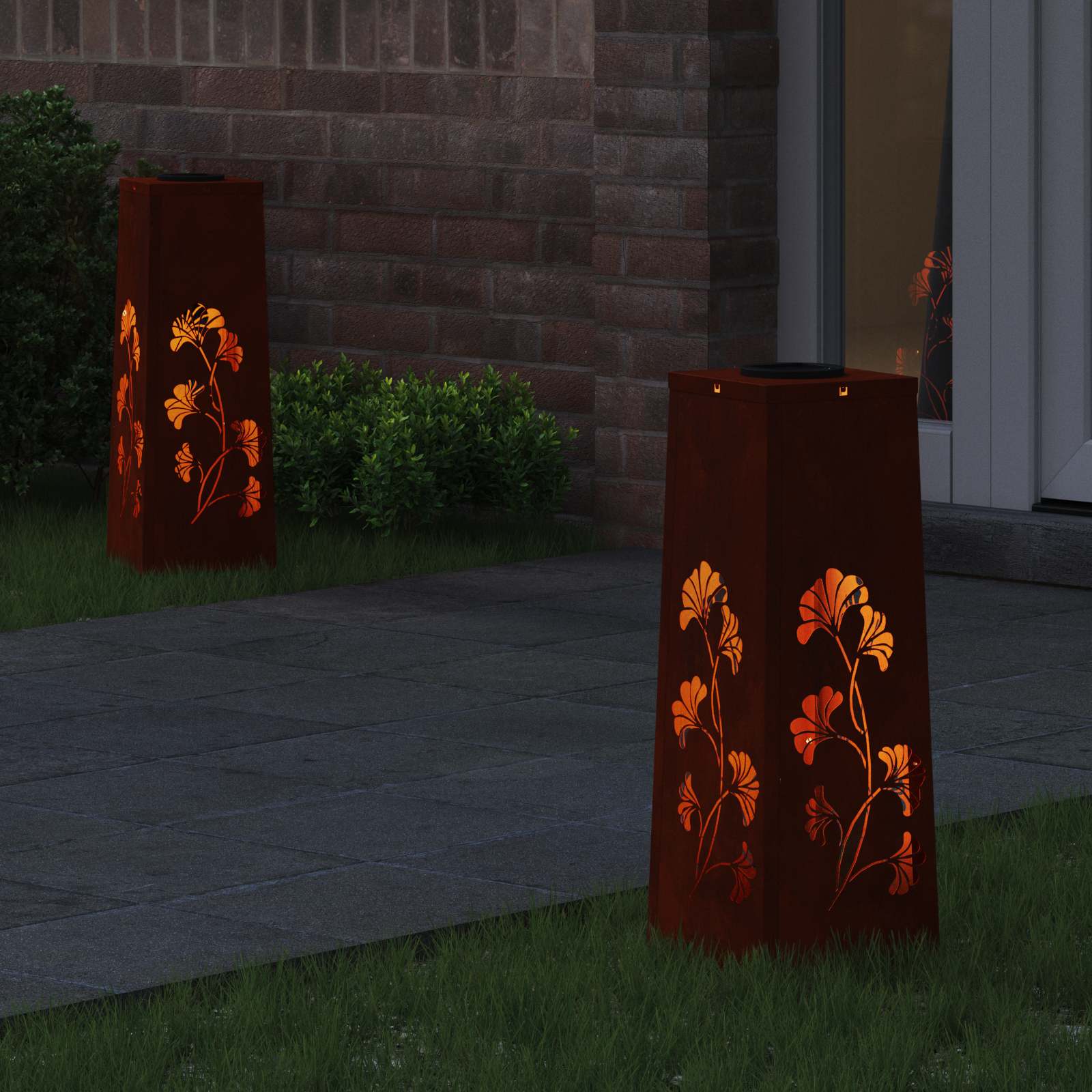Solar LED Pad Licht 2 pcs Roestig Cortenstaal is nu te koop bij PeponiXL, paradijselijk wonen!