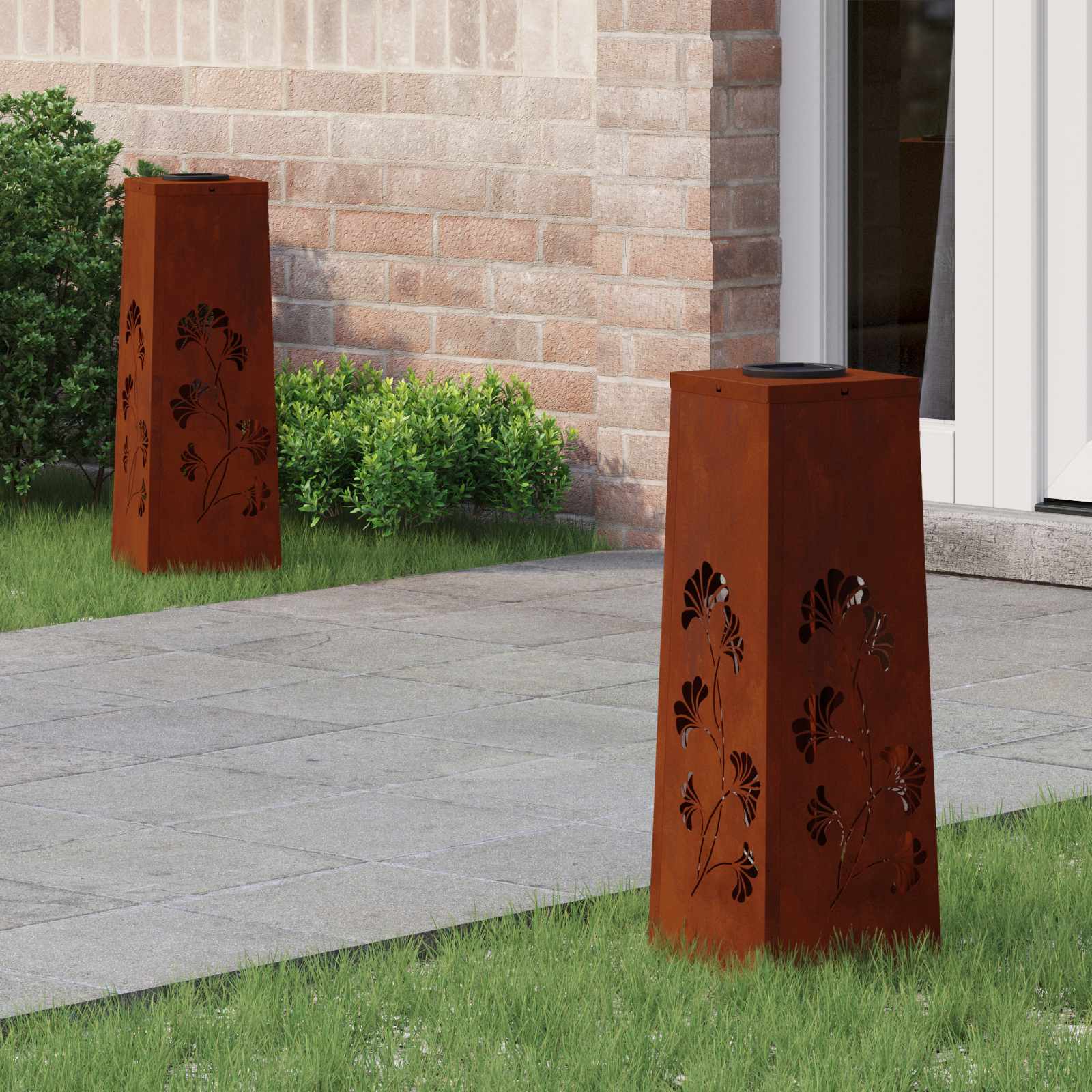 Solar LED Pad Licht 2 pcs Roestig Cortenstaal is nu te koop bij PeponiXL, paradijselijk wonen!