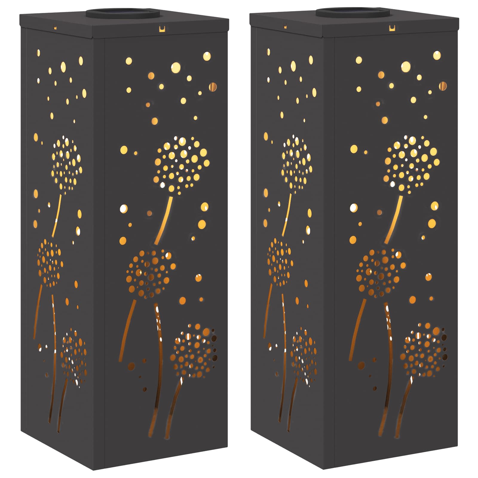 Solar LED Pad Licht 2 pcs Zwart Koudgewalst staal is nu te koop bij PeponiXL, paradijselijk wonen!