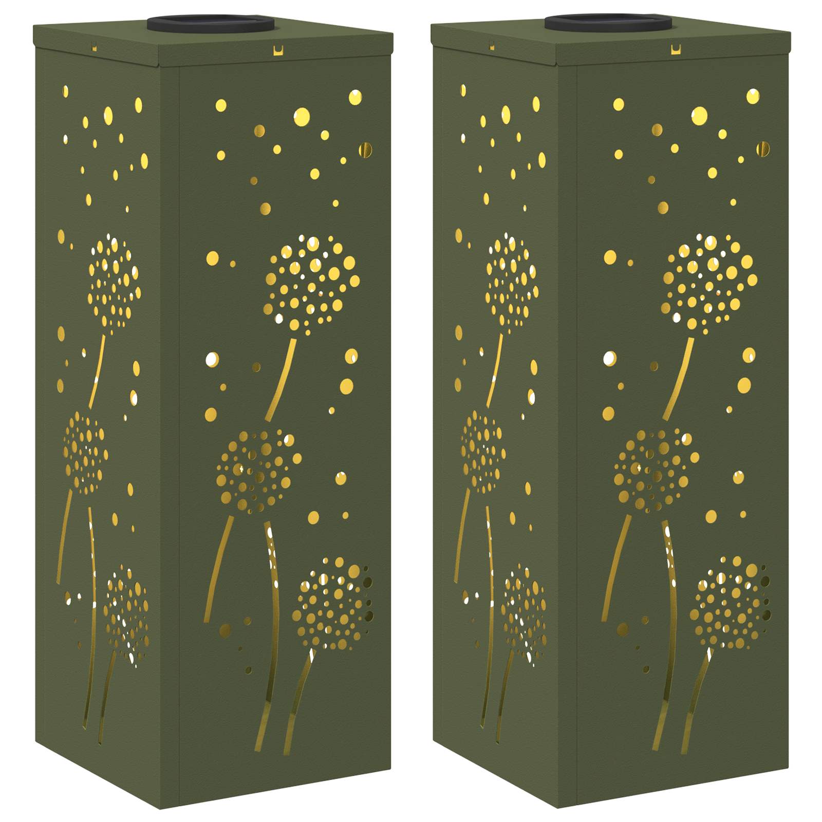 Solar LED Pad Licht 2 pcs Olijf Groen Koudgewalst staal is nu te koop bij PeponiXL, paradijselijk wonen!