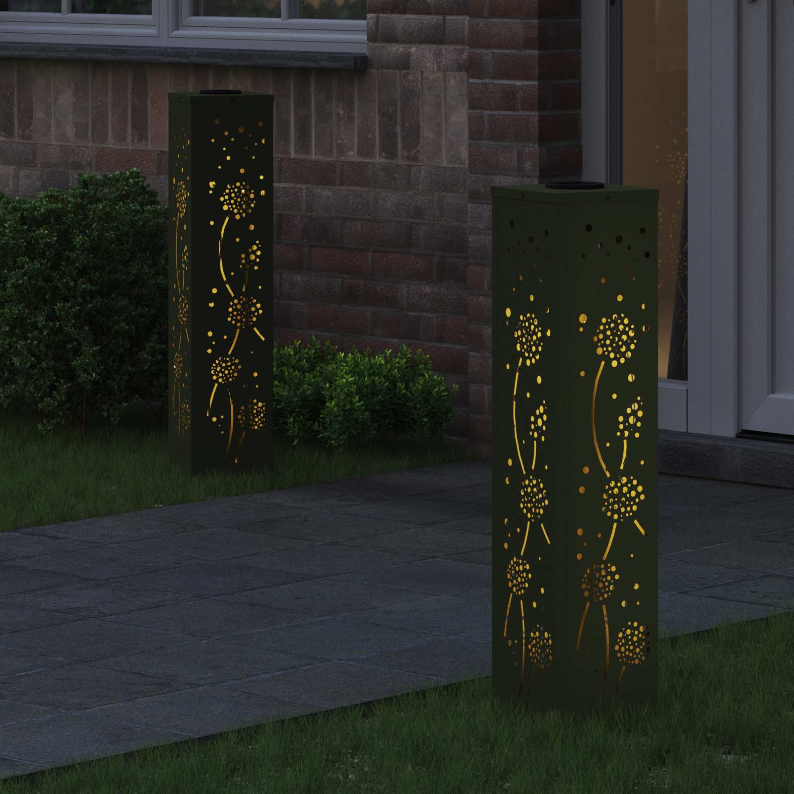 Solar LED Pad Licht 2 pcs Olijf Groen Koudgewalst staal is nu te koop bij PeponiXL, paradijselijk wonen!