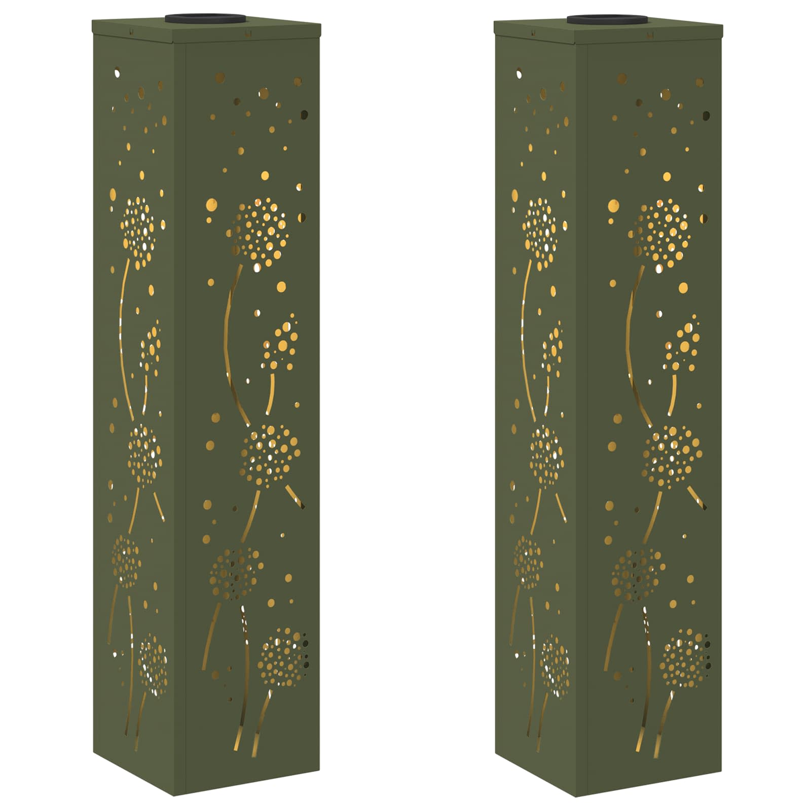 Solar LED Pad Licht 2 pcs Olijf Groen Koudgewalst staal is nu te koop bij PeponiXL, paradijselijk wonen!