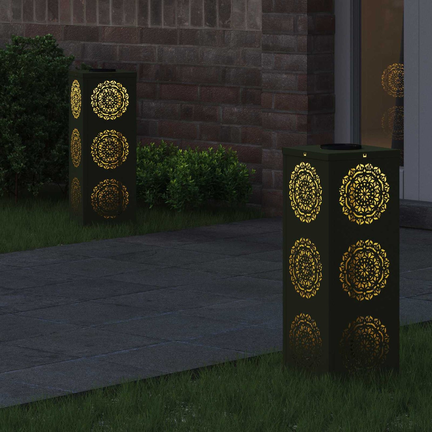 Solar LED Pad Licht 2 pcs Olijf Groen Koudgewalst staal is nu te koop bij PeponiXL, paradijselijk wonen!