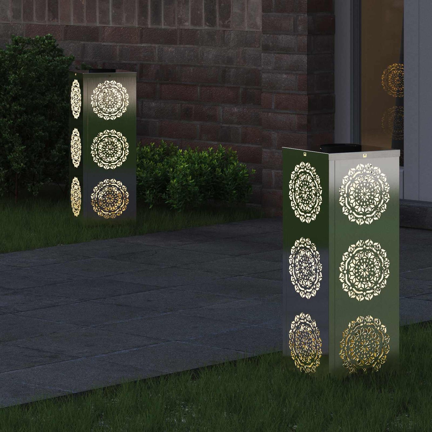 Solar LED Pad Licht 2 pcs Zilver Roestvrij staal is nu te koop bij PeponiXL, paradijselijk wonen!