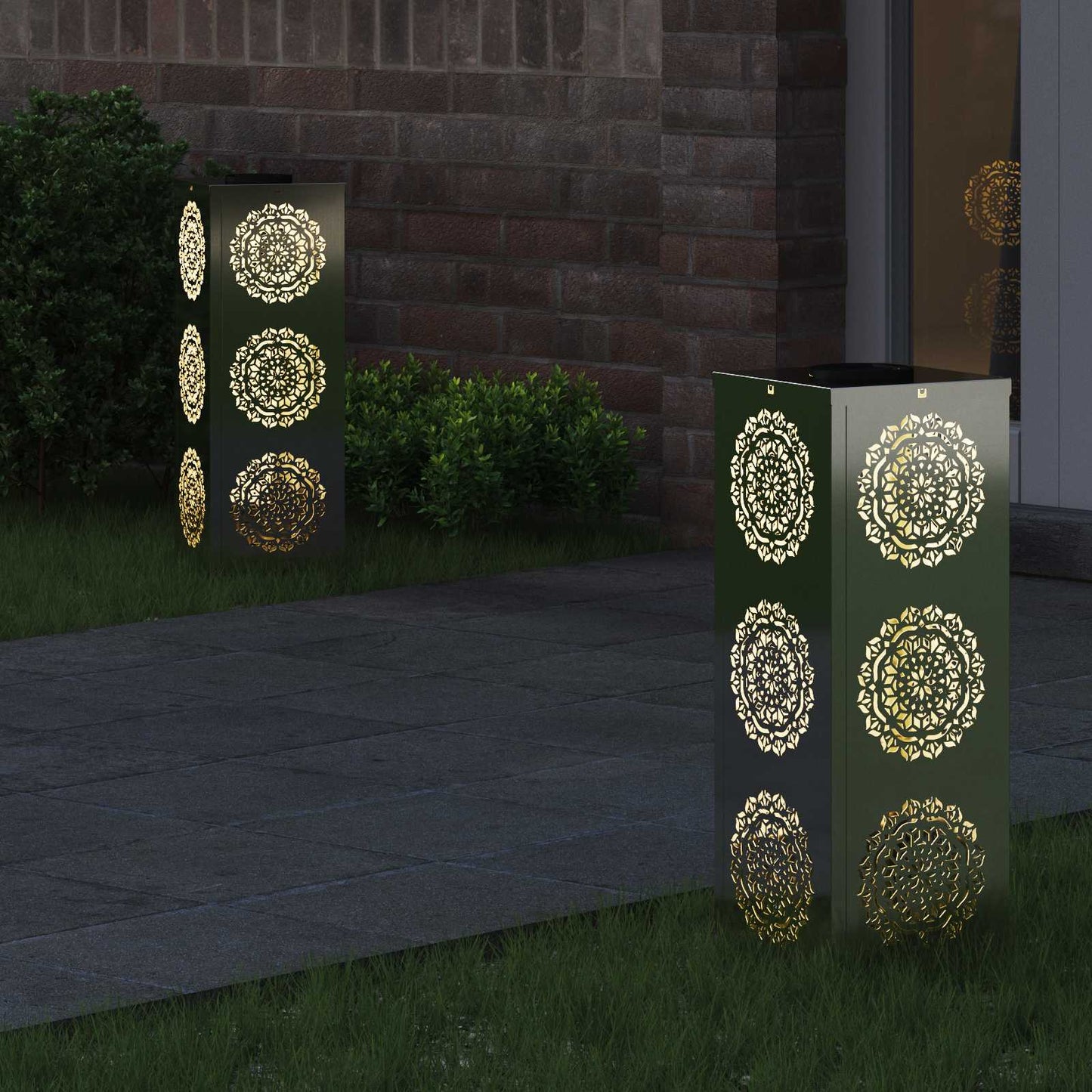Solar LED Pad Licht 2 pcs Zilver Gegalvaniseerd staal is nu te koop bij PeponiXL, paradijselijk wonen!