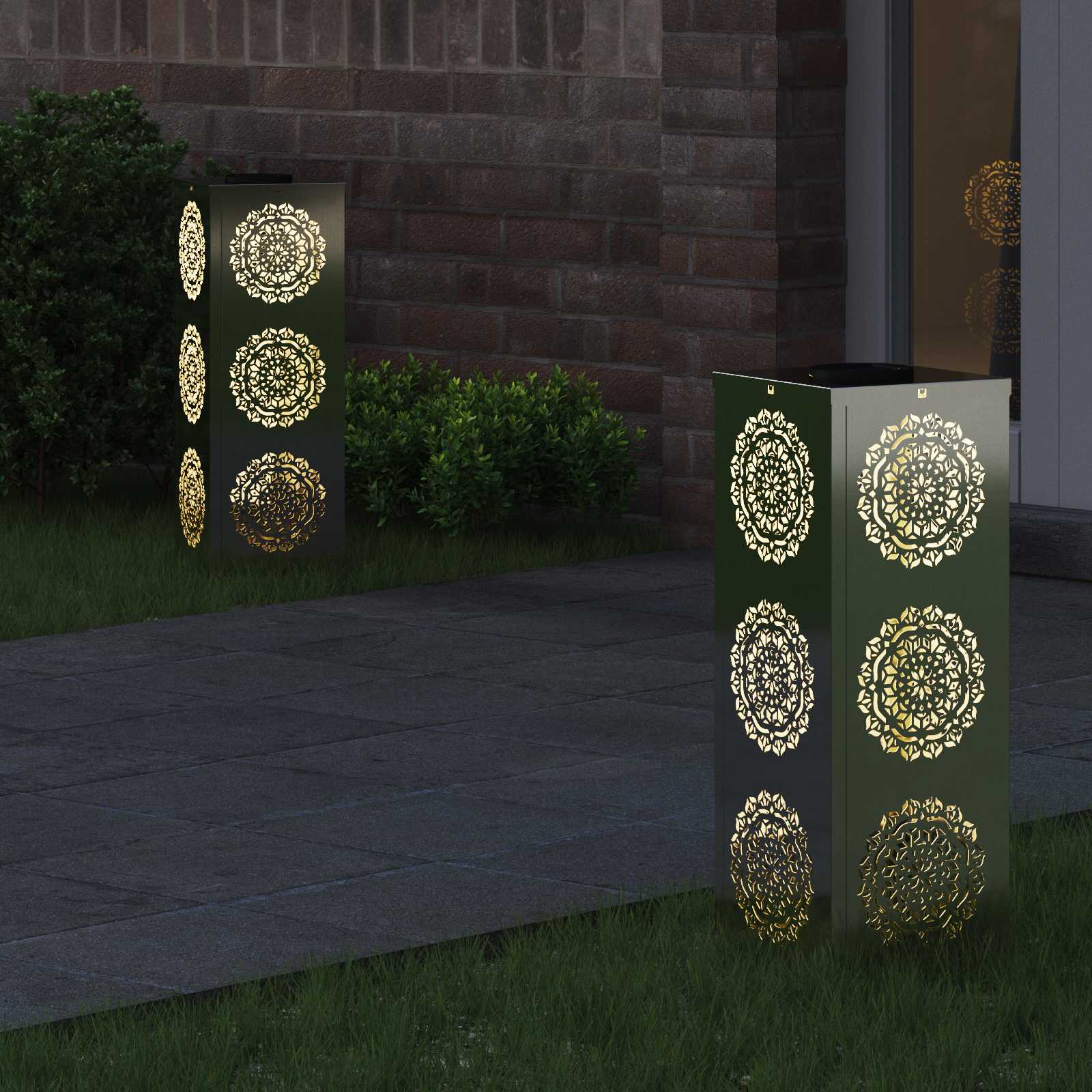 Solar LED Pad Licht 2 pcs Zilver Gegalvaniseerd staal is nu te koop bij PeponiXL, paradijselijk wonen!