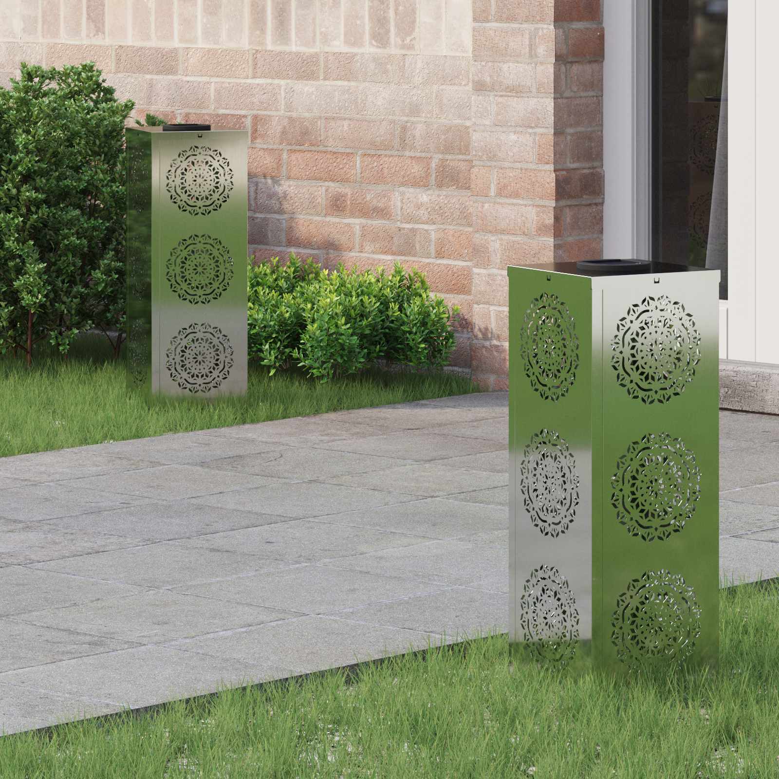 Solar LED Pad Licht 2 pcs Zilver Gegalvaniseerd staal is nu te koop bij PeponiXL, paradijselijk wonen!