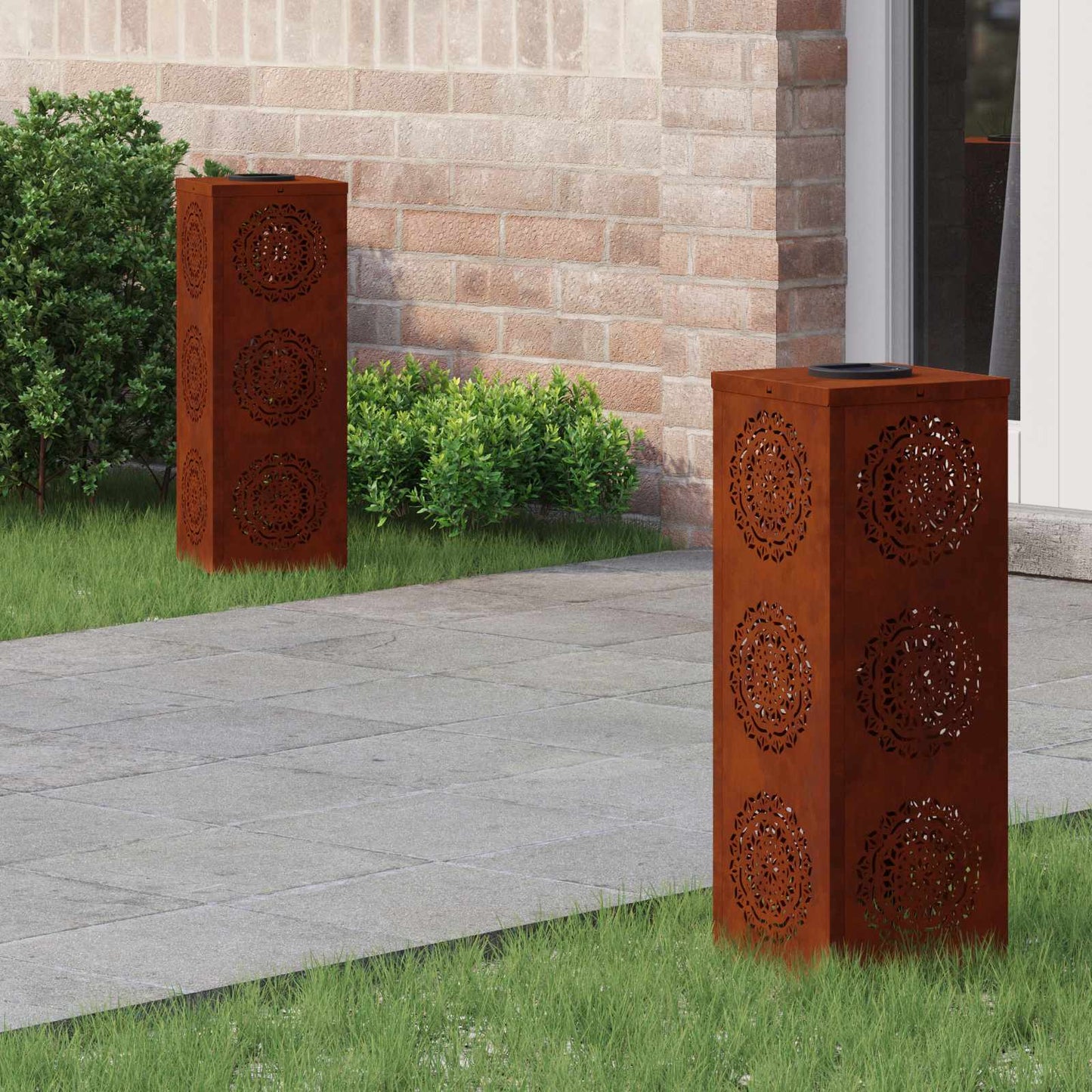 Solar LED Pad Licht 2 pcs Roestig Cortenstaal is nu te koop bij PeponiXL, paradijselijk wonen!