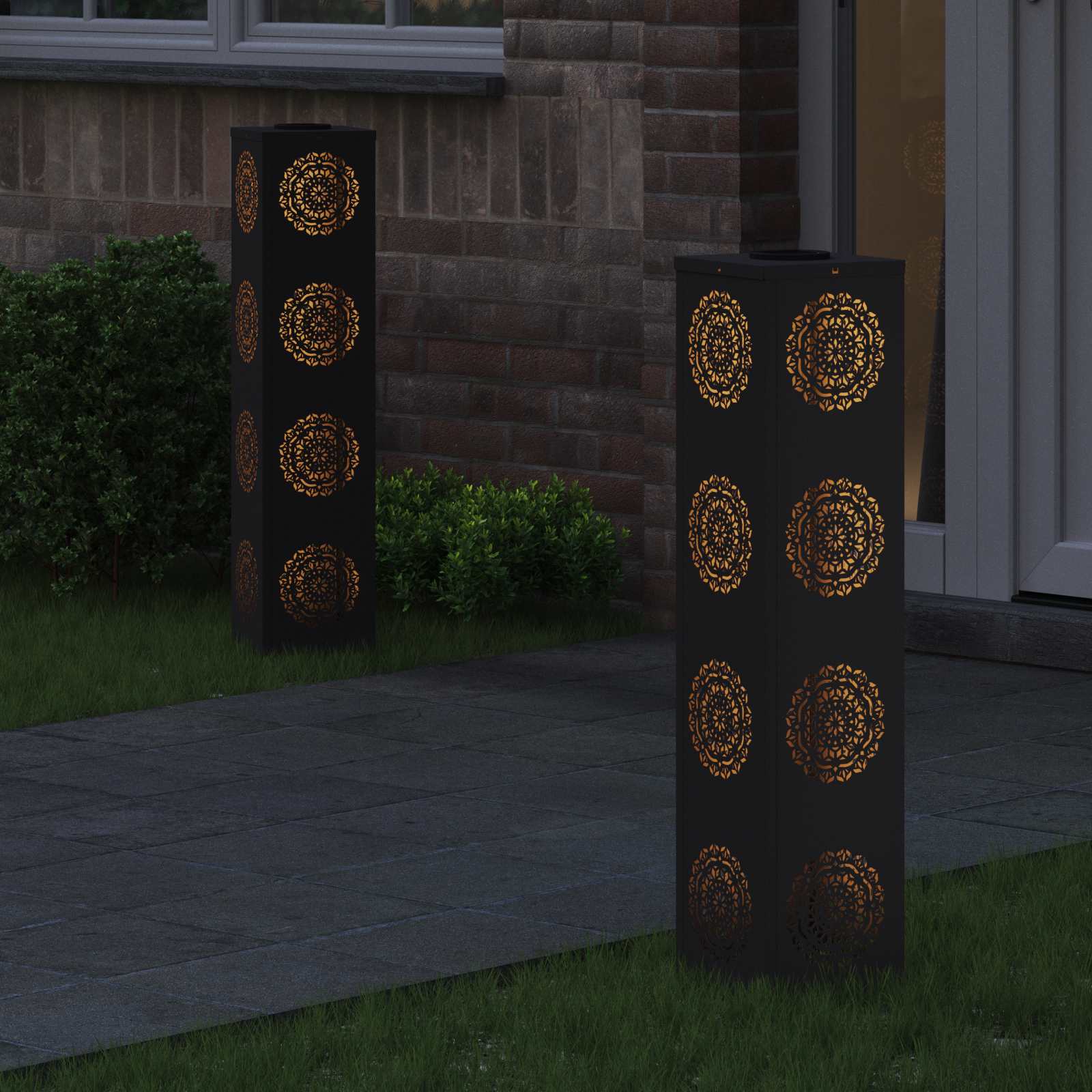 Solar LED Pad Licht 2 pcs Zwart Koudgewalst staal is nu te koop bij PeponiXL, paradijselijk wonen!