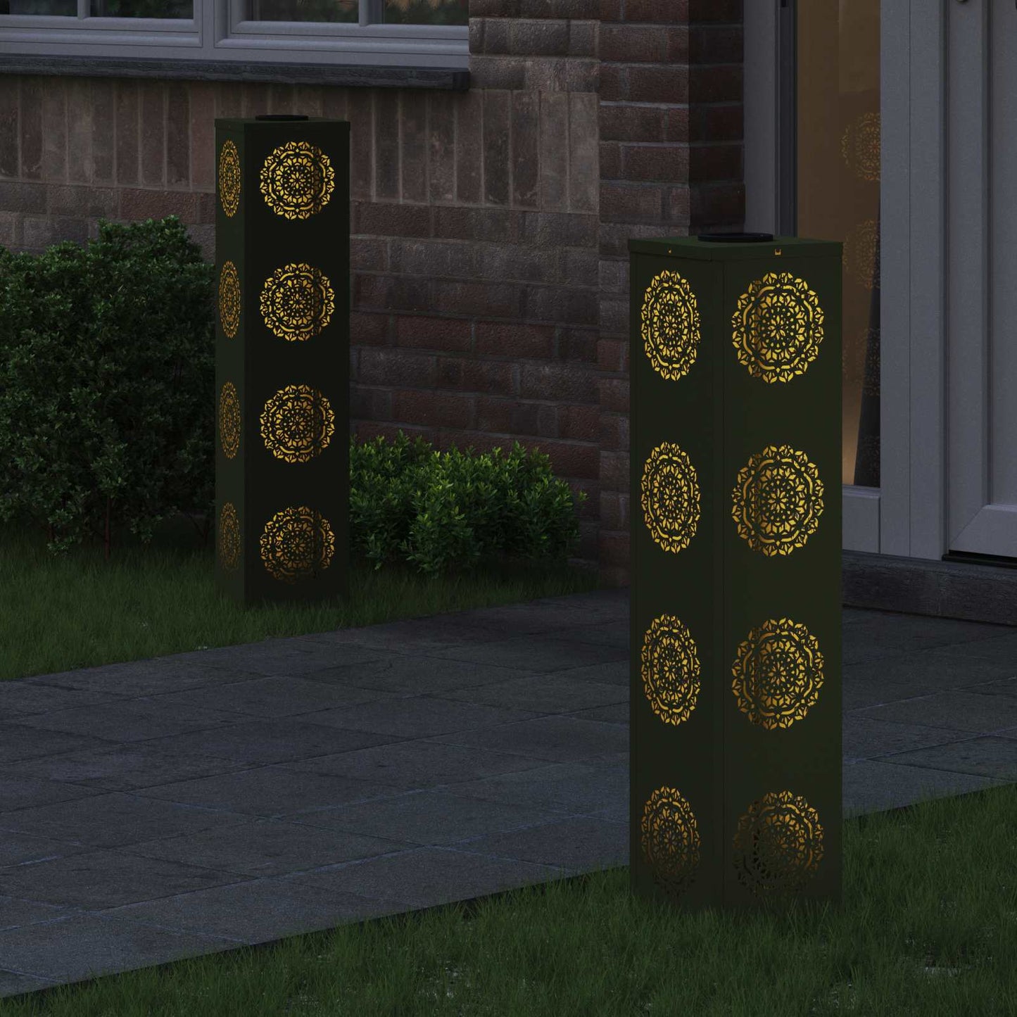 Solar LED Pad Licht 2 pcs Olijf Groen Koudgewalst staal is nu te koop bij PeponiXL, paradijselijk wonen!