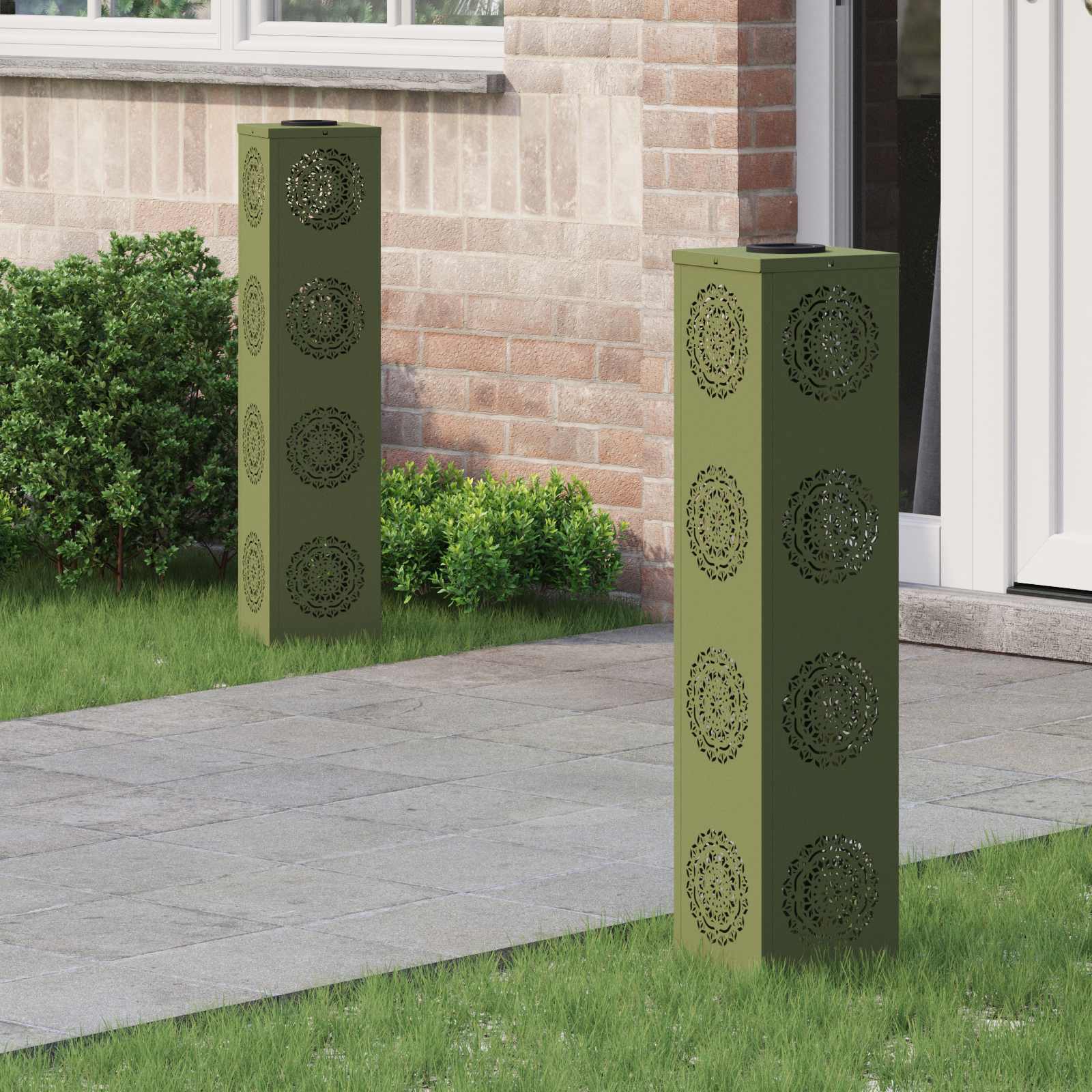 Solar LED Pad Licht 2 pcs Olijf Groen Koudgewalst staal is nu te koop bij PeponiXL, paradijselijk wonen!