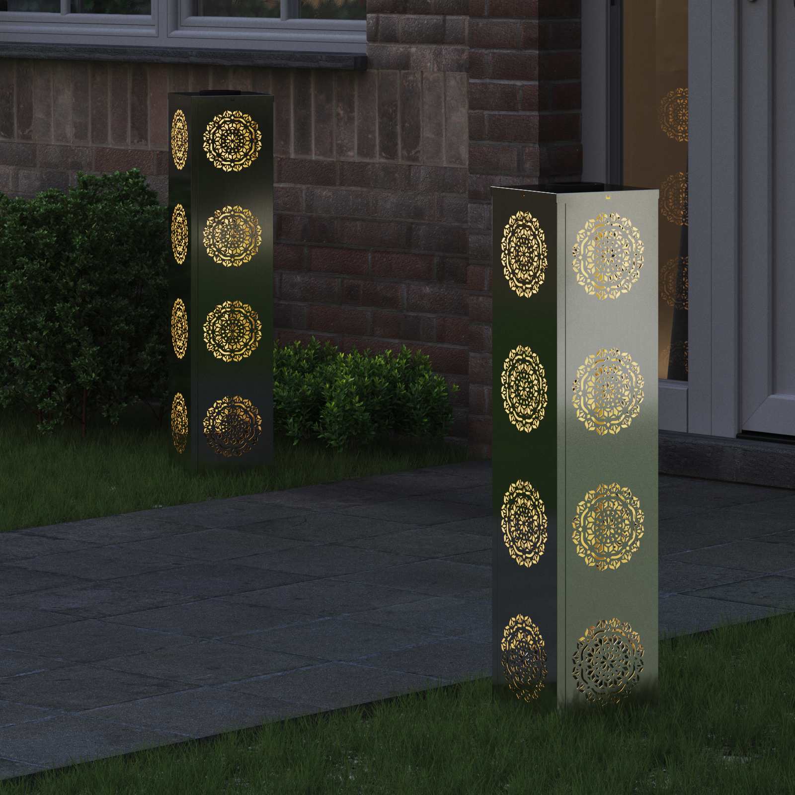 Solar LED Pad Licht 2 pcs Zilver Gegalvaniseerd staal is nu te koop bij PeponiXL, paradijselijk wonen!