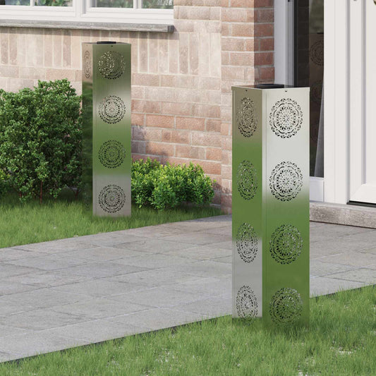 Solar LED Pad Licht 2 pcs Zilver Gegalvaniseerd staal is nu te koop bij PeponiXL, paradijselijk wonen!