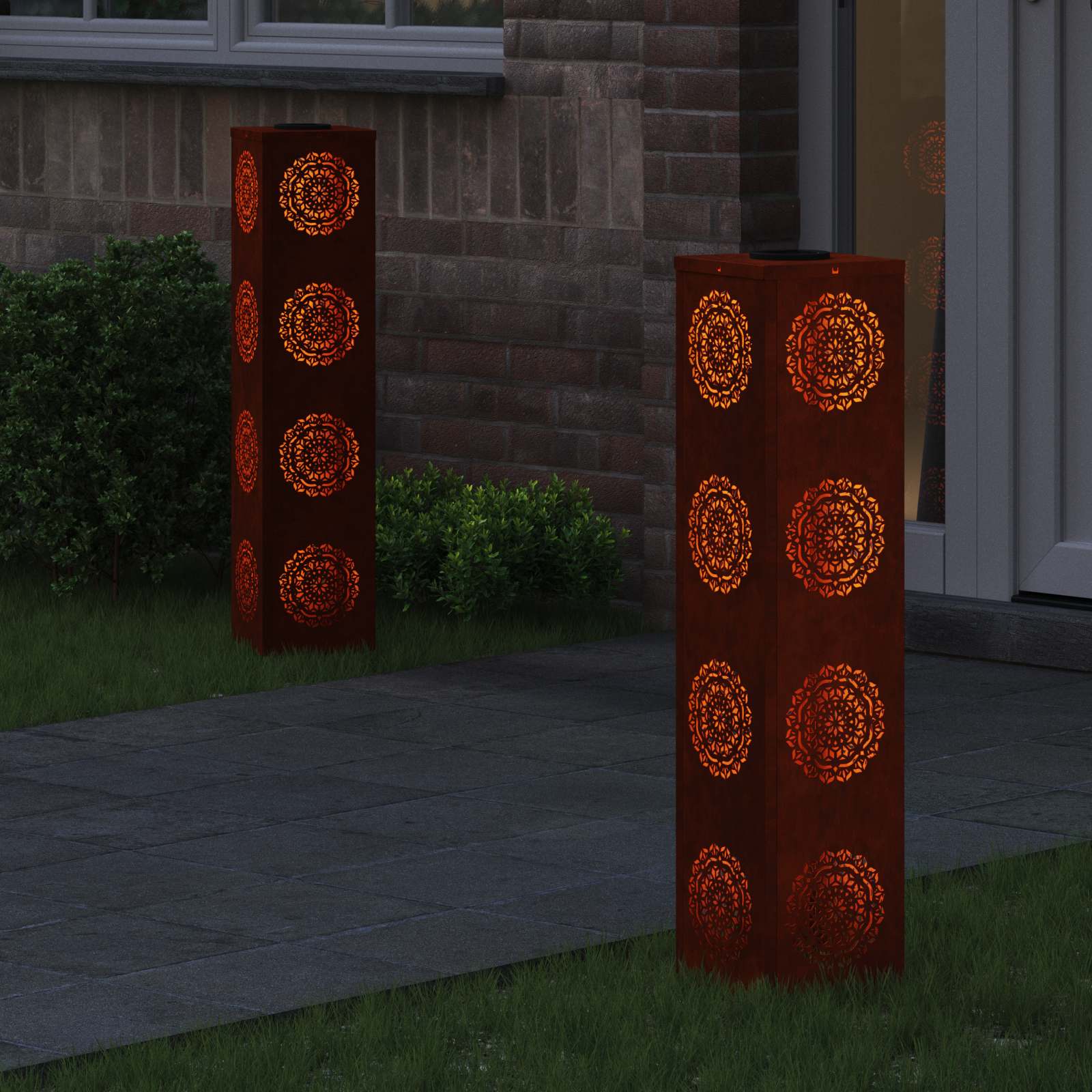 Solar LED Pad Licht 2 pcs Roestig Cortenstaal is nu te koop bij PeponiXL, paradijselijk wonen!