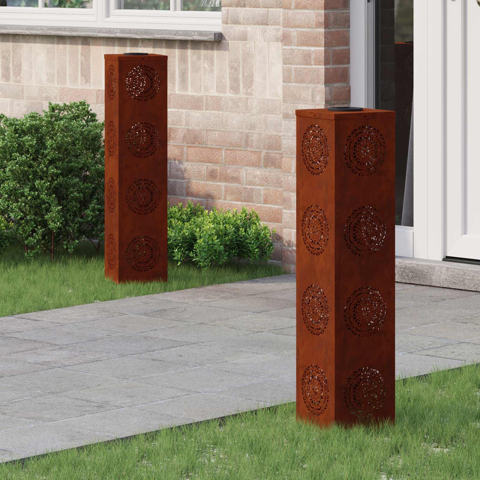 Solar LED Pad Licht 2 pcs Roestig Cortenstaal is nu te koop bij PeponiXL, paradijselijk wonen!