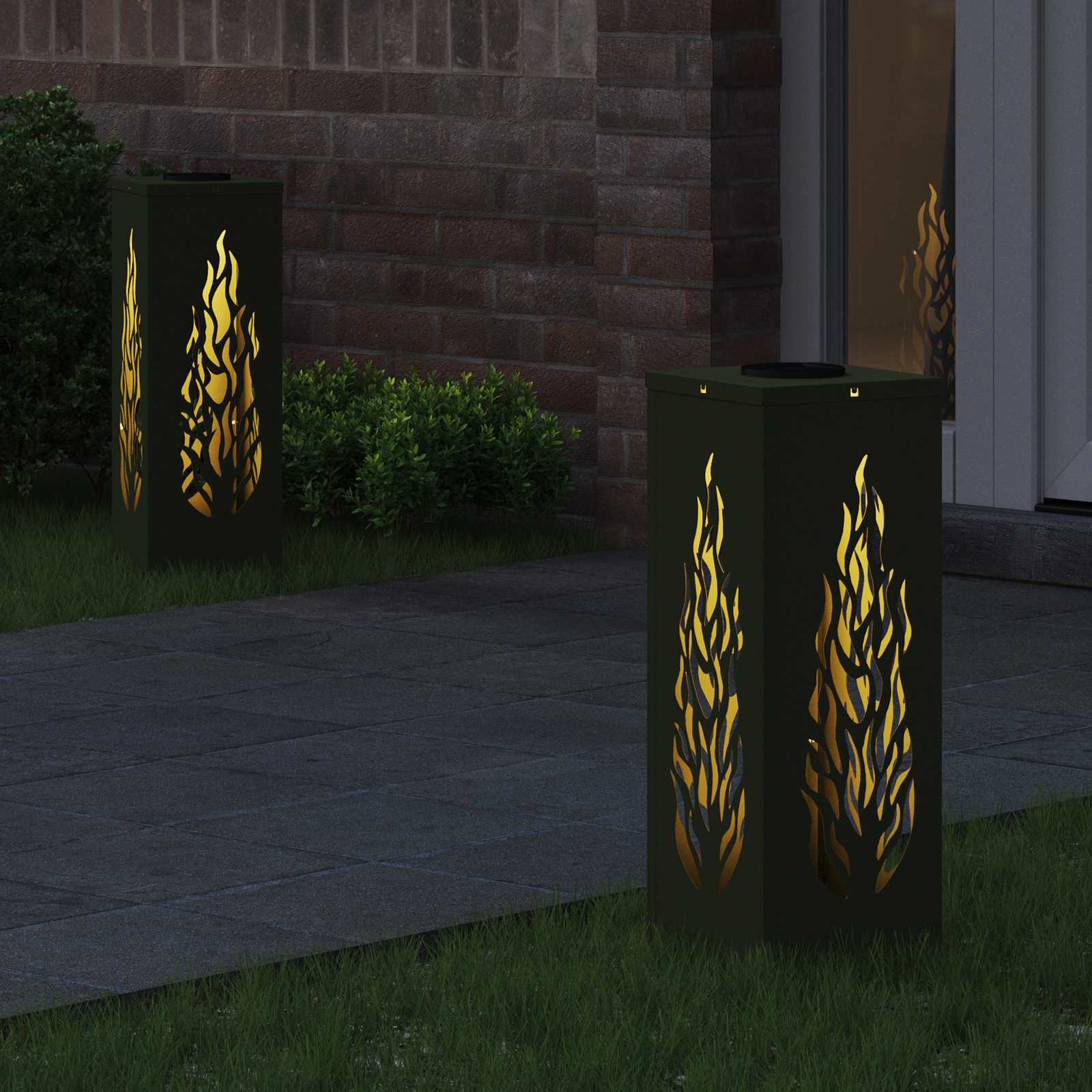 Solar LED Pad Licht 2 pcs Olijf Groen Koudgewalst staal is nu te koop bij PeponiXL, paradijselijk wonen!