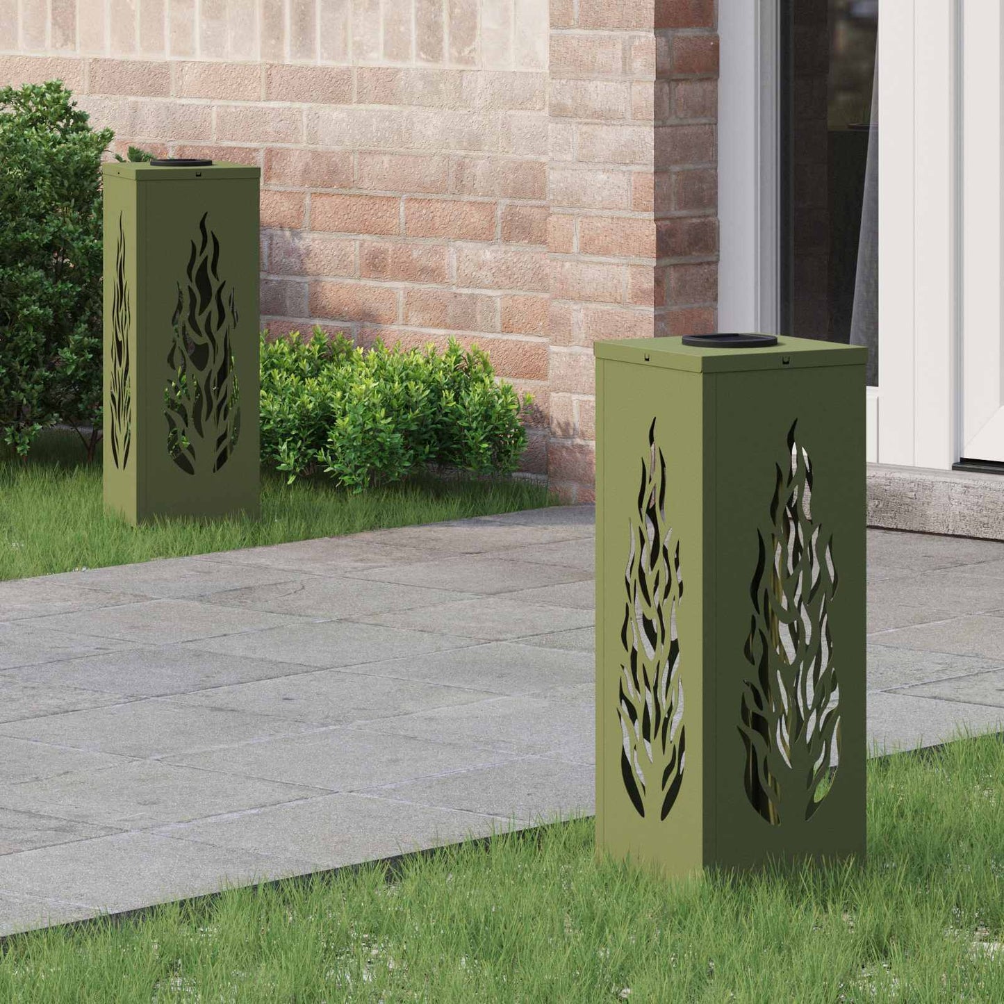 Solar LED Pad Licht 2 pcs Olijf Groen Koudgewalst staal is nu te koop bij PeponiXL, paradijselijk wonen!