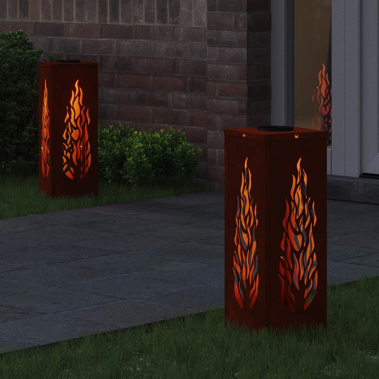 Solar LED Pad Licht 2 pcs Brons Cortenstaal is nu te koop bij PeponiXL, paradijselijk wonen!