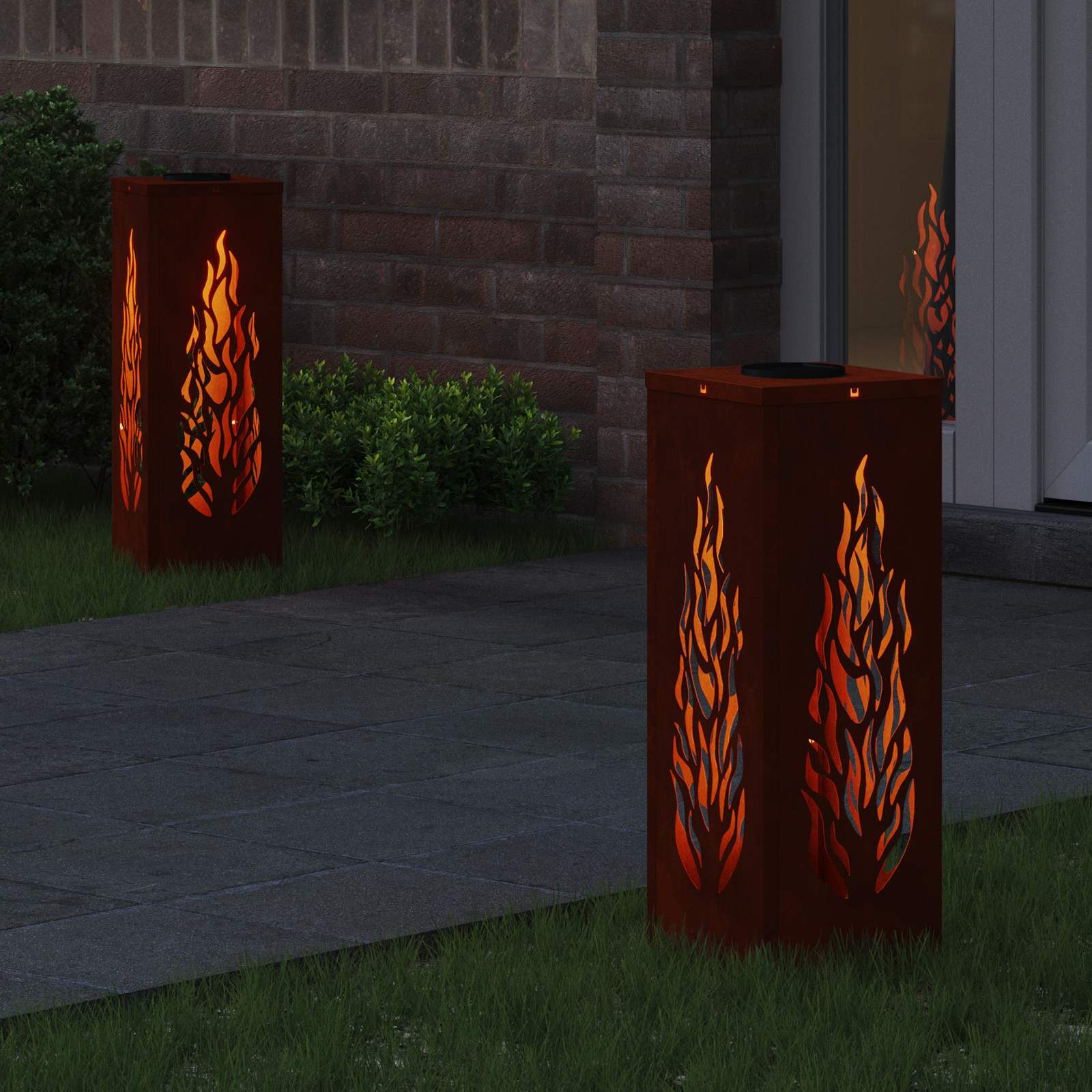 Solar LED Pad Licht 2 pcs Brons Cortenstaal is nu te koop bij PeponiXL, paradijselijk wonen!