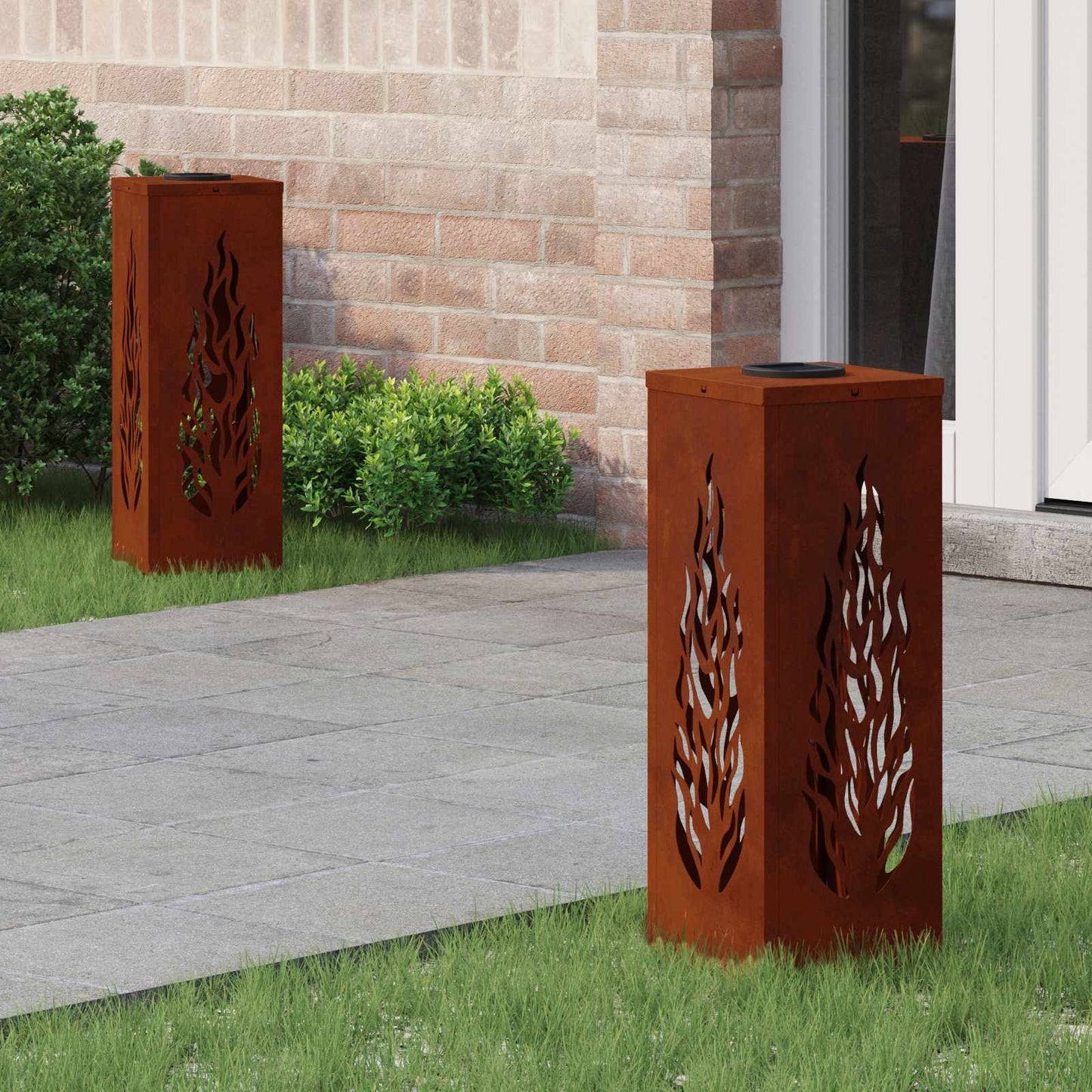 Solar LED Pad Licht 2 pcs Brons Cortenstaal is nu te koop bij PeponiXL, paradijselijk wonen!
