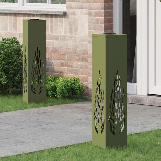 Solar LED Pad Licht 2 pcs Olijf Groen Koudgewalst staal is nu te koop bij PeponiXL, paradijselijk wonen!