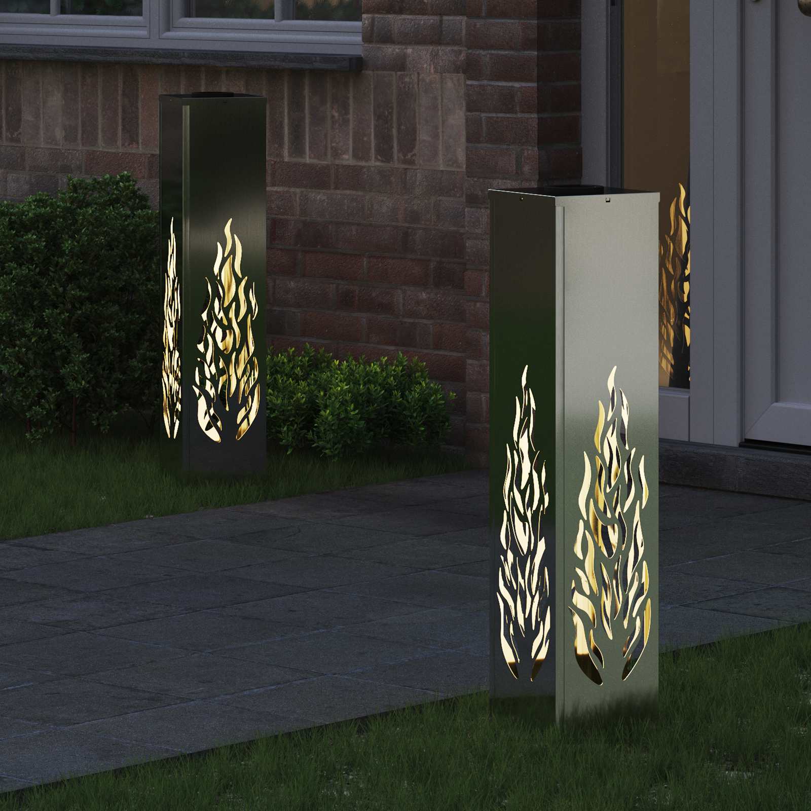 Solar LED Pad Licht 2 pcs Zilver Gegalvaniseerd staal is nu te koop bij PeponiXL, paradijselijk wonen!