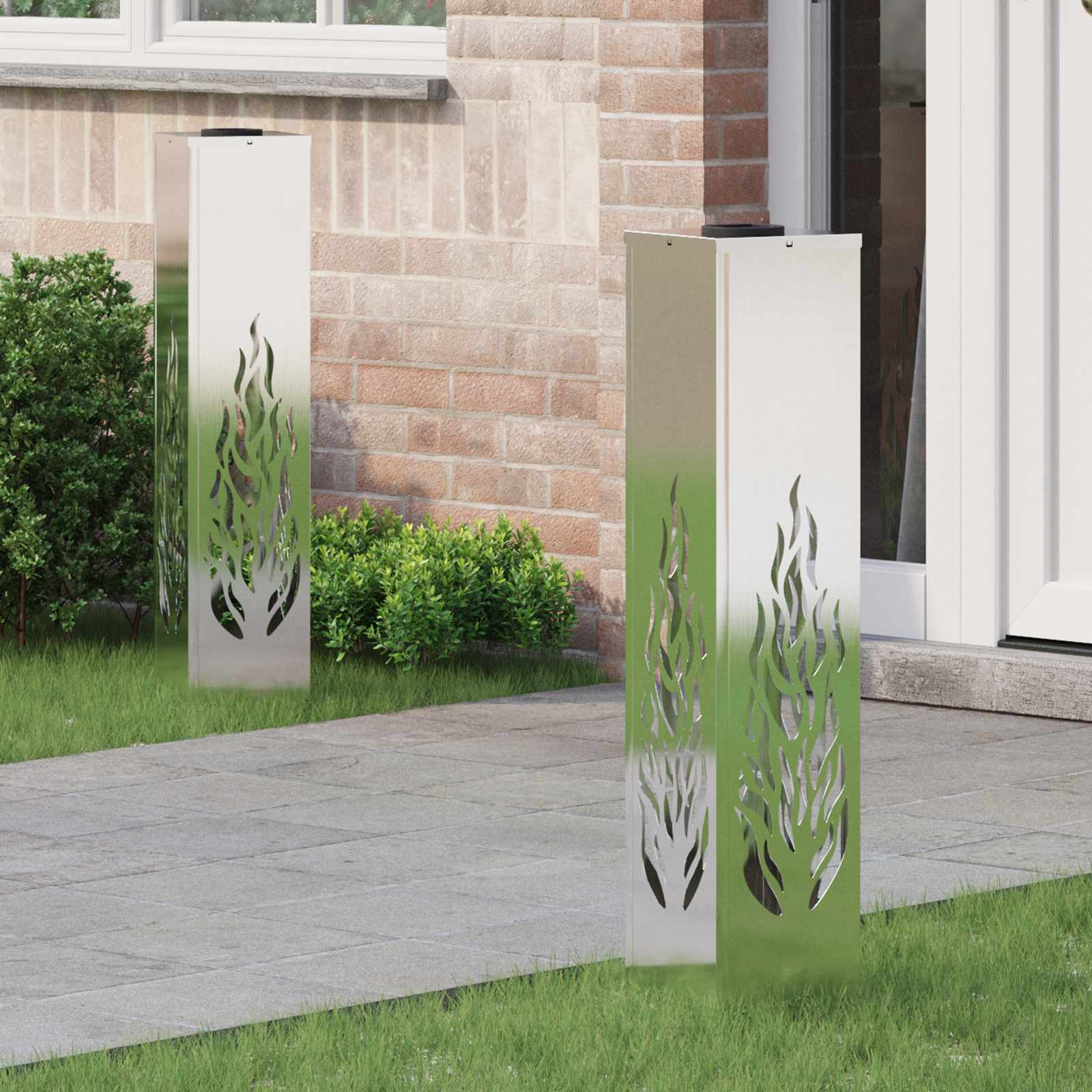Solar LED Pad Licht 2 pcs Zilver Gegalvaniseerd staal is nu te koop bij PeponiXL, paradijselijk wonen!