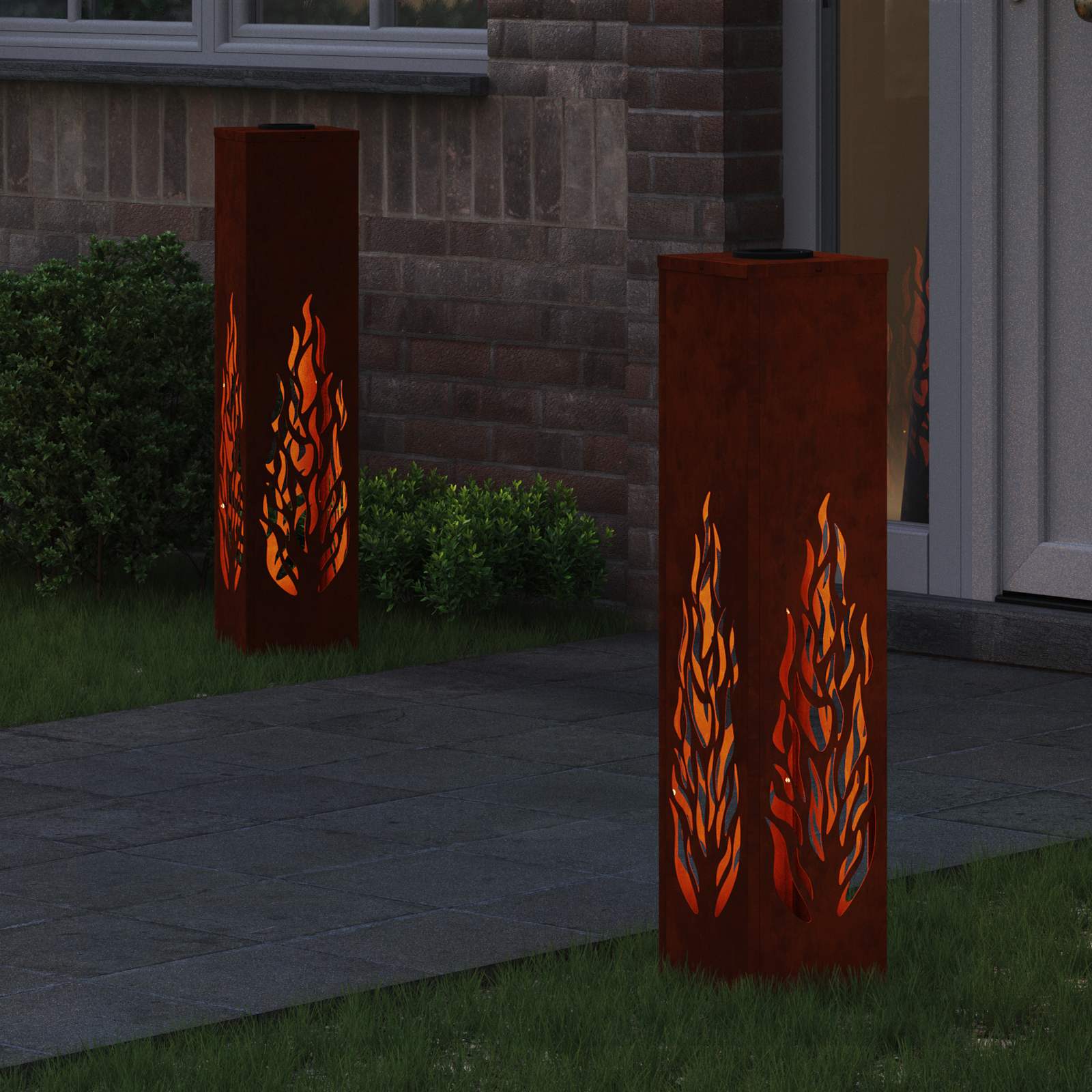 Solar LED Pad Licht 2 pcs Roestig Cortenstaal is nu te koop bij PeponiXL, paradijselijk wonen!
