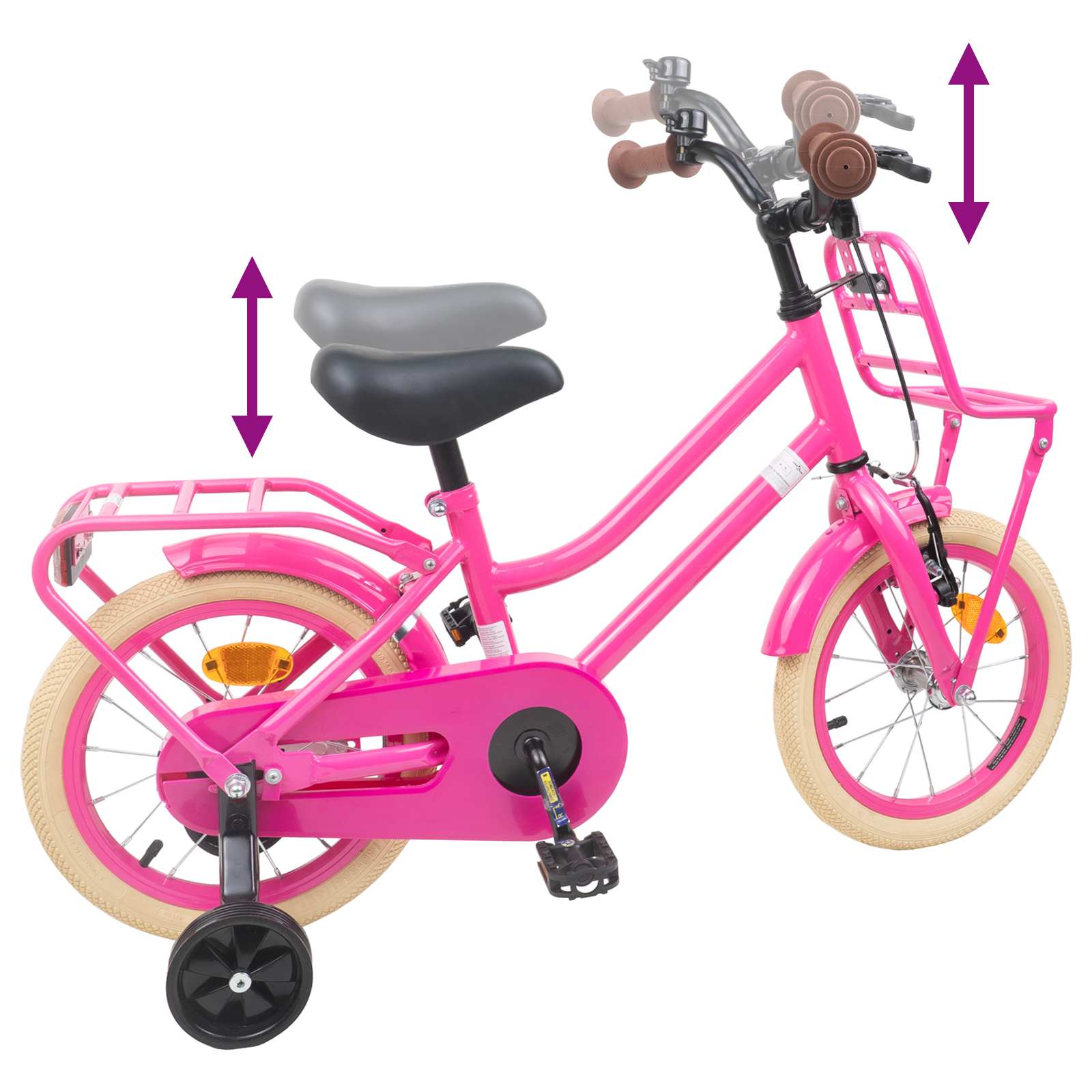 Kinderfiets 12 Inch voor 2-4 jaar oud Donkerroze is nu te koop bij PeponiXL, paradijselijk wonen!