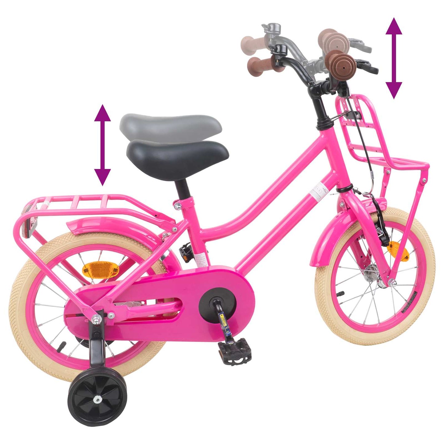 Kinderfiets 14 Inch voor 3-5 jaar oud Donkerroze is nu te koop bij PeponiXL, paradijselijk wonen!