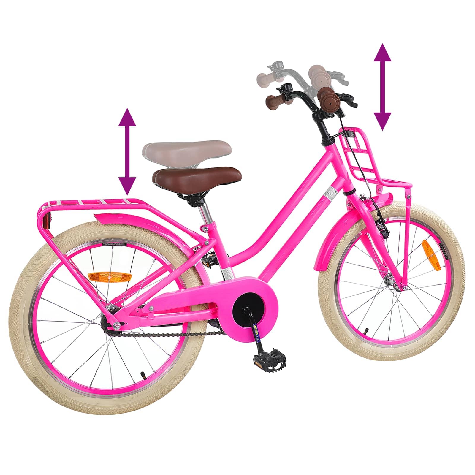 Kinderfiets 18 Inch voor 5-7 jaar Donkerroze is nu te koop bij PeponiXL, paradijselijk wonen!