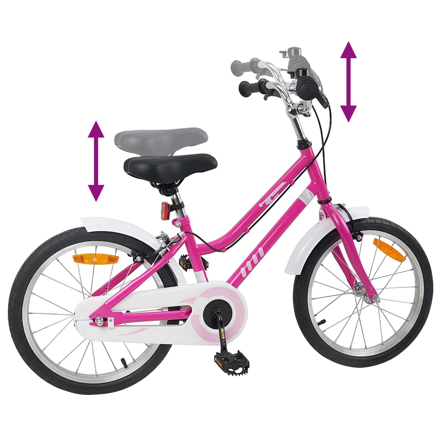 Kinderfiets 18 Inch voor 5-7 jaar Roze Wit is nu te koop bij PeponiXL, paradijselijk wonen!