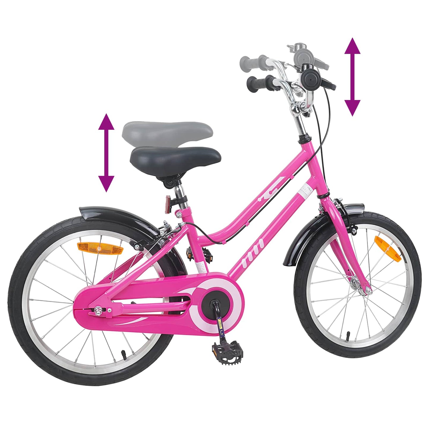 Kinderfiets 18 Inch voor 5-7 jaar Roze Zwart is nu te koop bij PeponiXL, paradijselijk wonen!